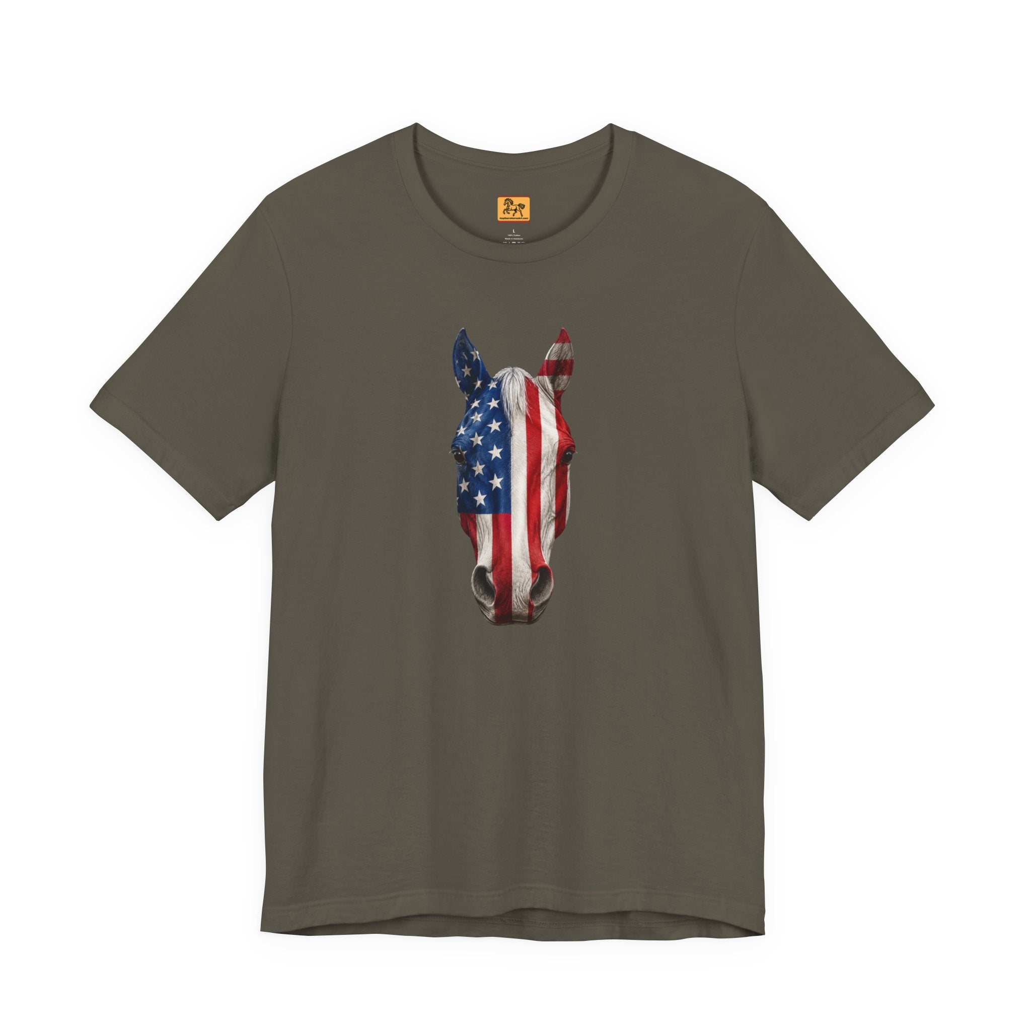 American Flag Horse Head Tee | Patriotic Equestrian T-Shirt for 4th of July