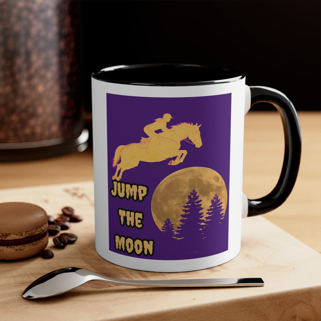 "Jump the Moon" Accent Mug — Equestrian Themed Mug