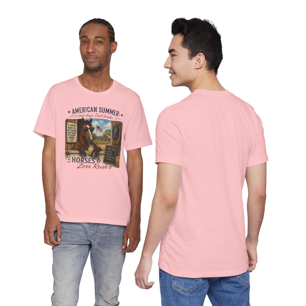 American Summer Horses T-Shirt | "Horses & Zero Rush" Vintage Farm Tee