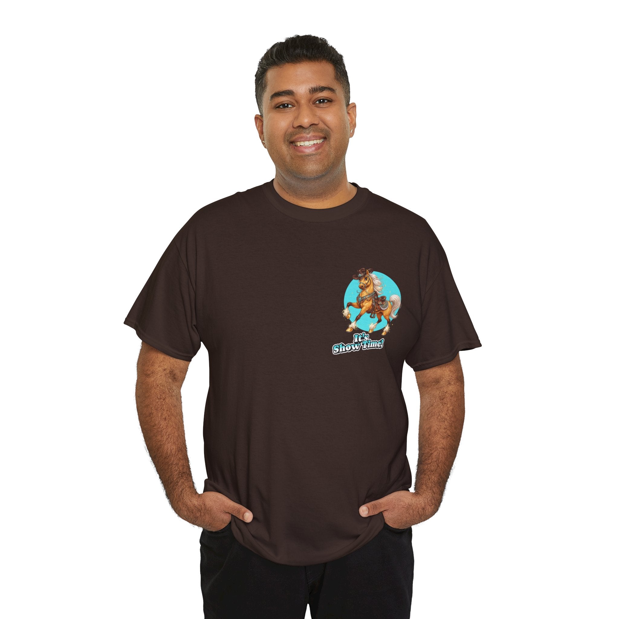 "It's Show Time!" Equestrian T-Shirt | Small Logo Horse Show Graphic Tee