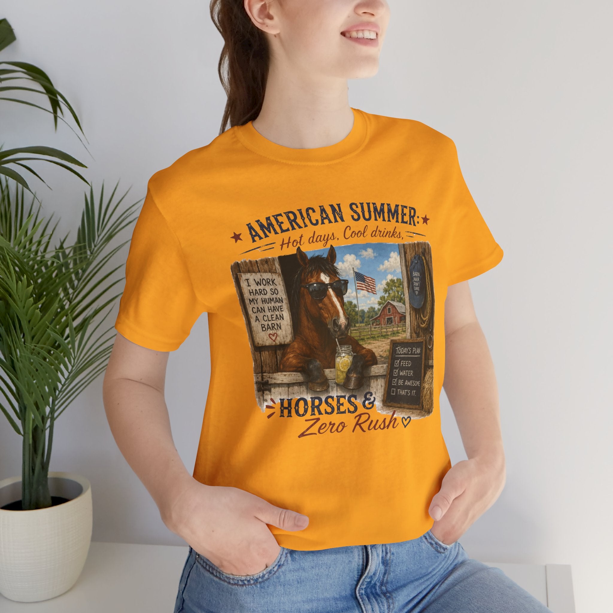 American Summer Horses T-Shirt | "Horses & Zero Rush" Vintage Farm Tee