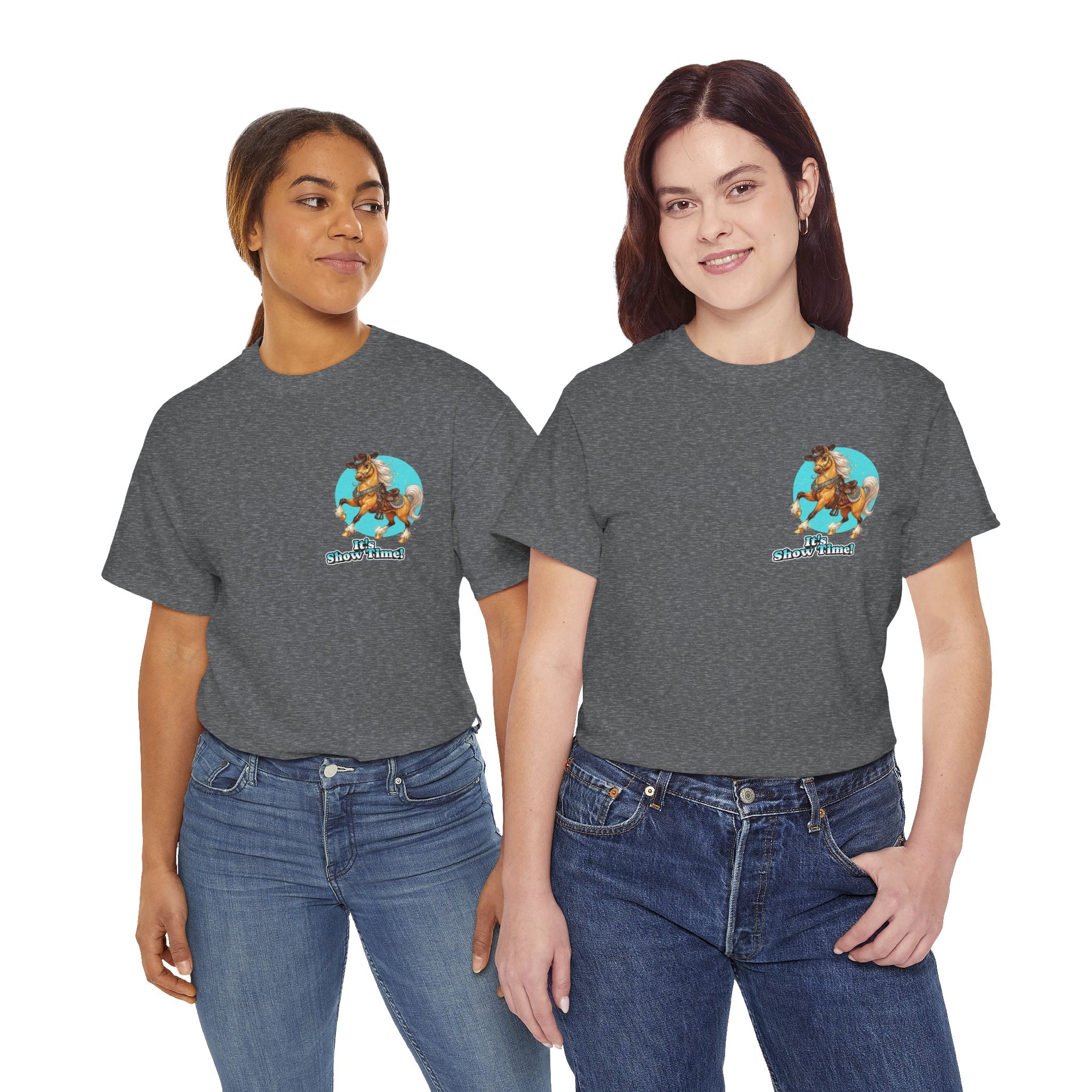 "It's Show Time!" Equestrian T-Shirt | Small Logo Horse Show Graphic Tee