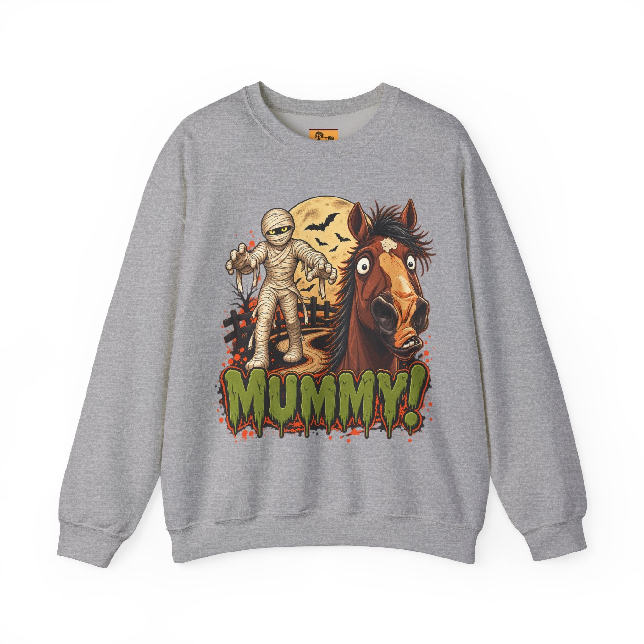 Mummy! Spooky Horse Halloween Sweatshirt Funny Haunted Pony Crewneck