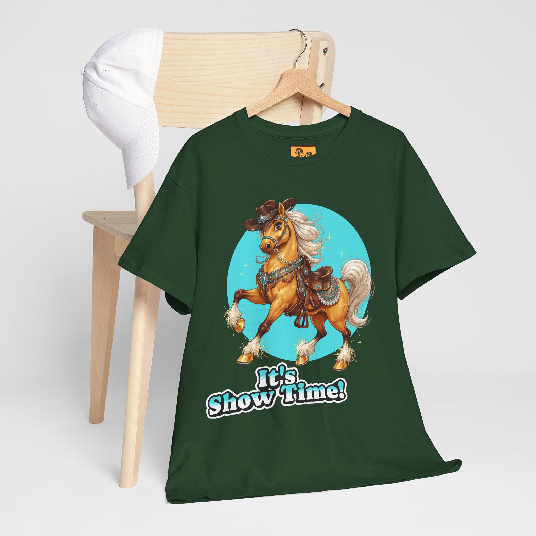 "It's Show Time!" Equestrian T-Shirt | Large Logo Horse Fun Graphic Tee
