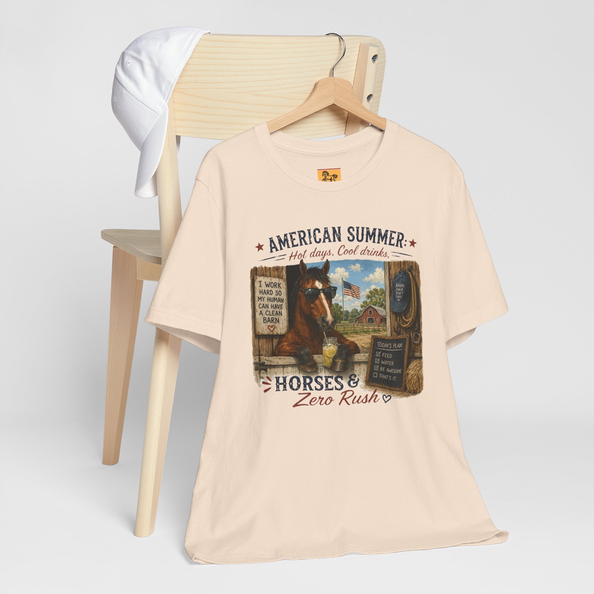 American Summer Horses T-Shirt | "Horses & Zero Rush" Vintage Farm Tee