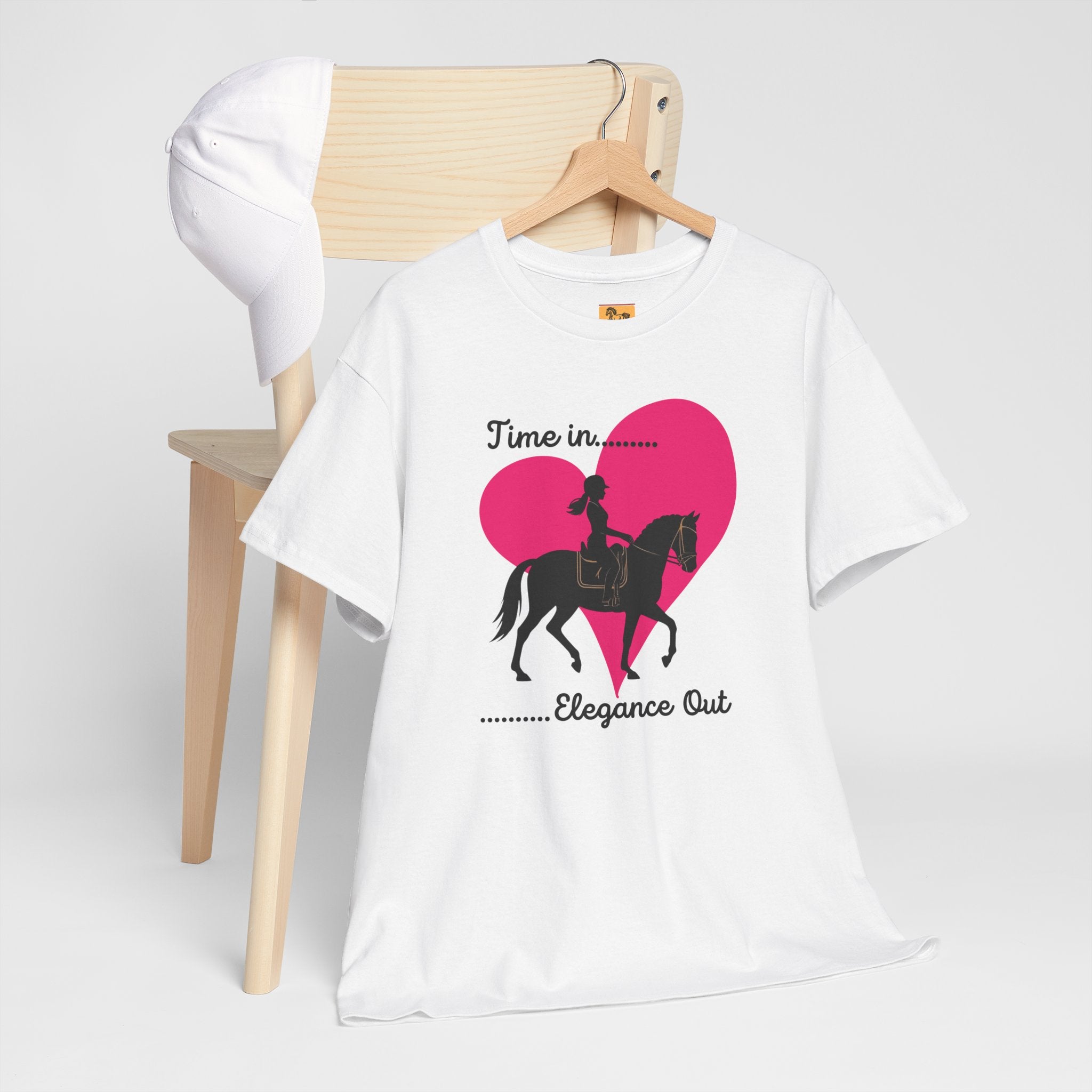 Time In, Elegance Out Equestrian T-Shirt Dressage & Horse Training Graphic Heart Tee