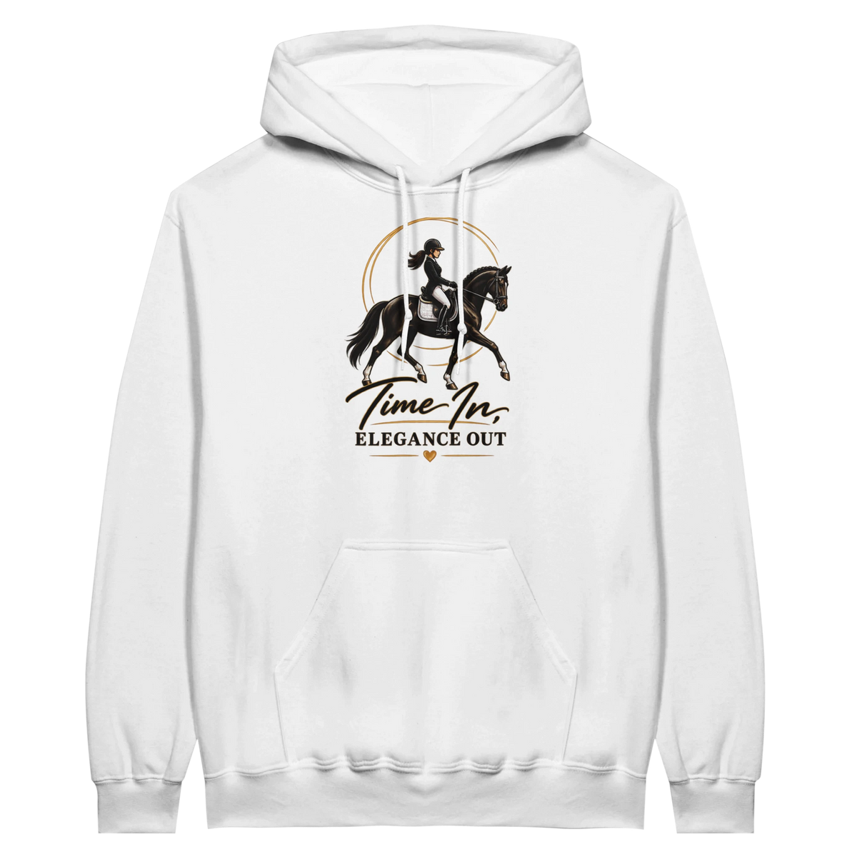 Time In, Elegance Out dressage hoodie by Hay There Horse Art, view 17