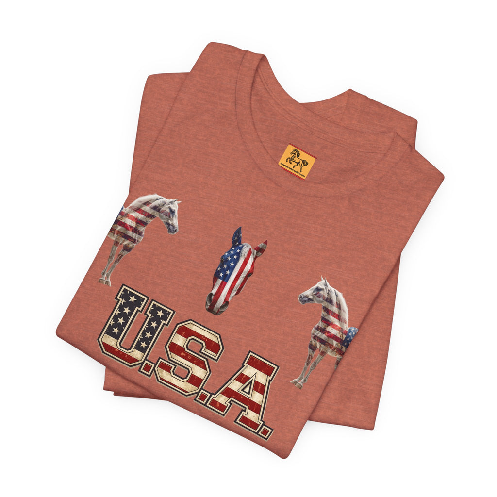 USA Born on the 4th of July 1776 Independence Day Patriotic T-Shirt | American Horse Tee