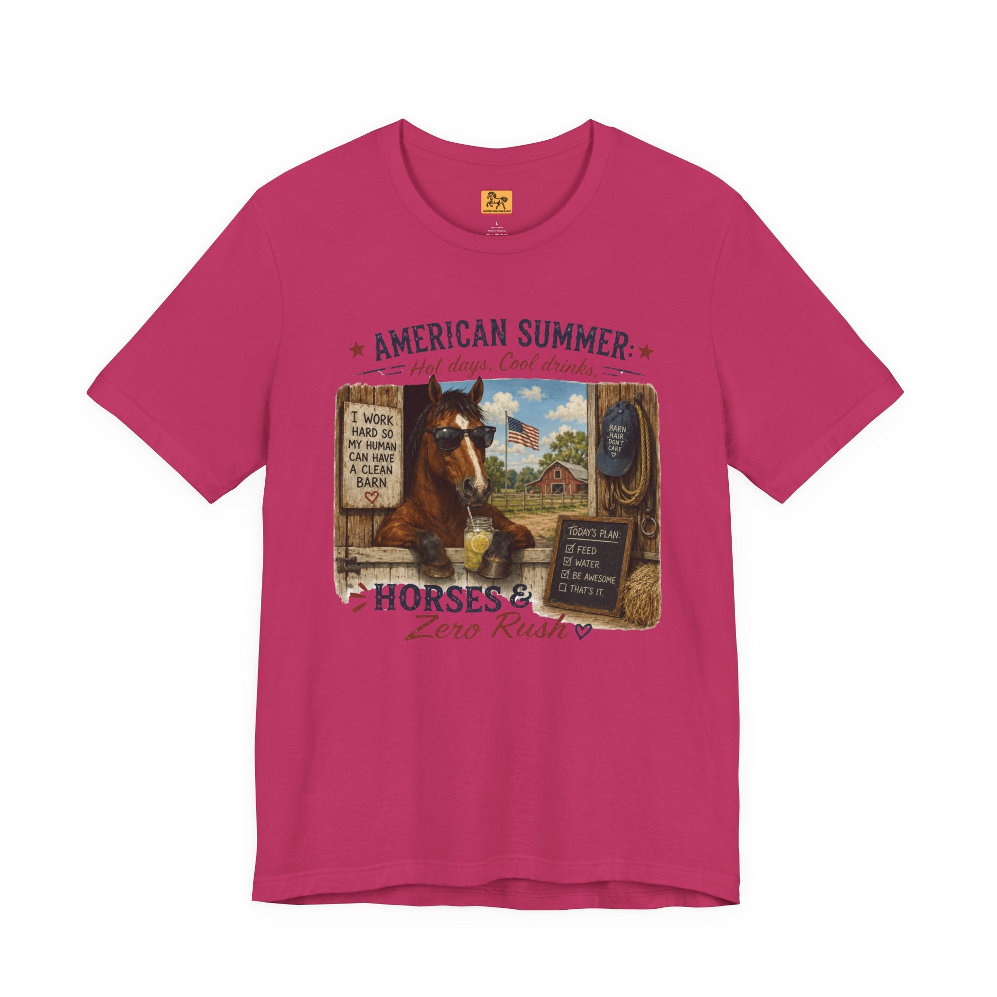 American Summer Horses T-Shirt | "Horses & Zero Rush" Vintage Farm Tee