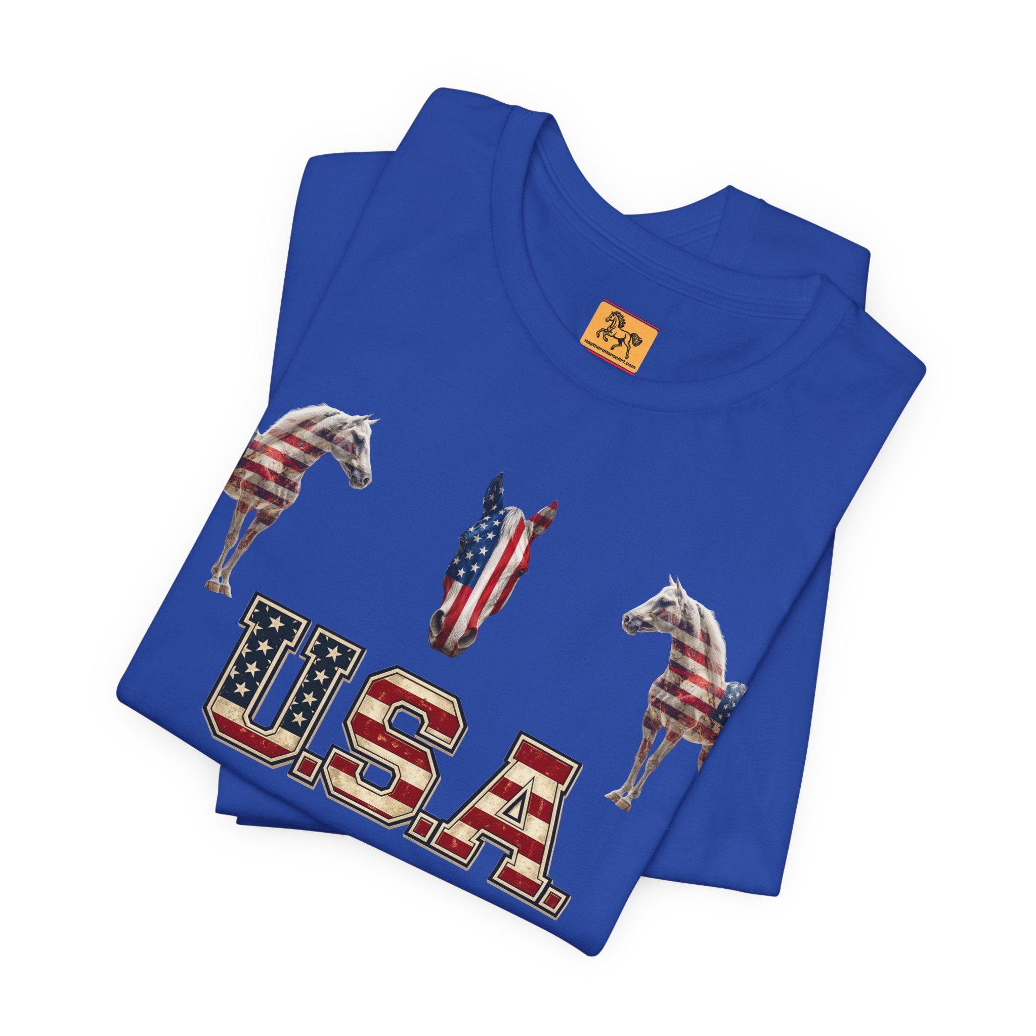 USA Born on the 4th of July 1776 Independence Day Patriotic T-Shirt | American Horse Tee