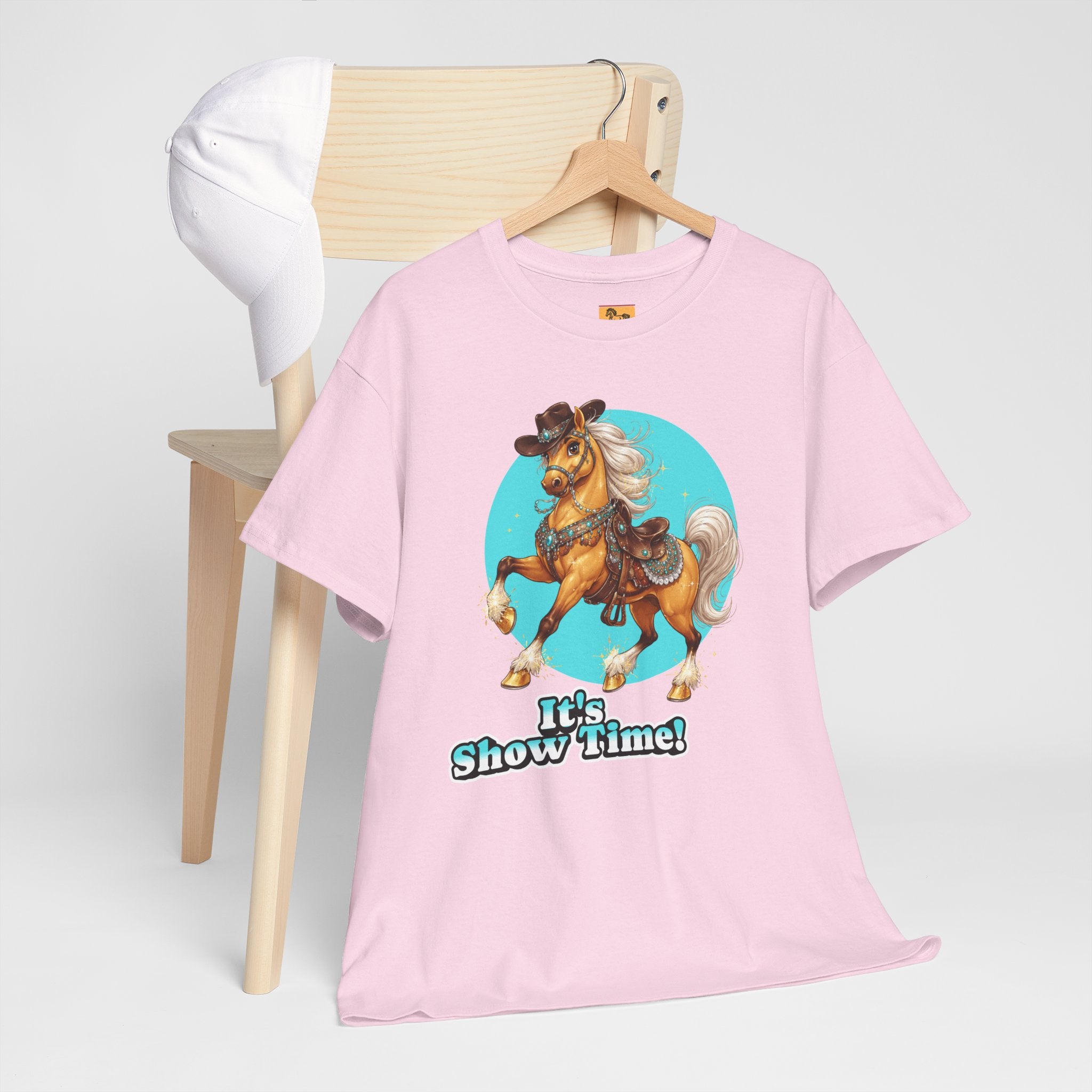 "It's Show Time!" Equestrian T-Shirt Large Logo Horse Fun Graphic Tee