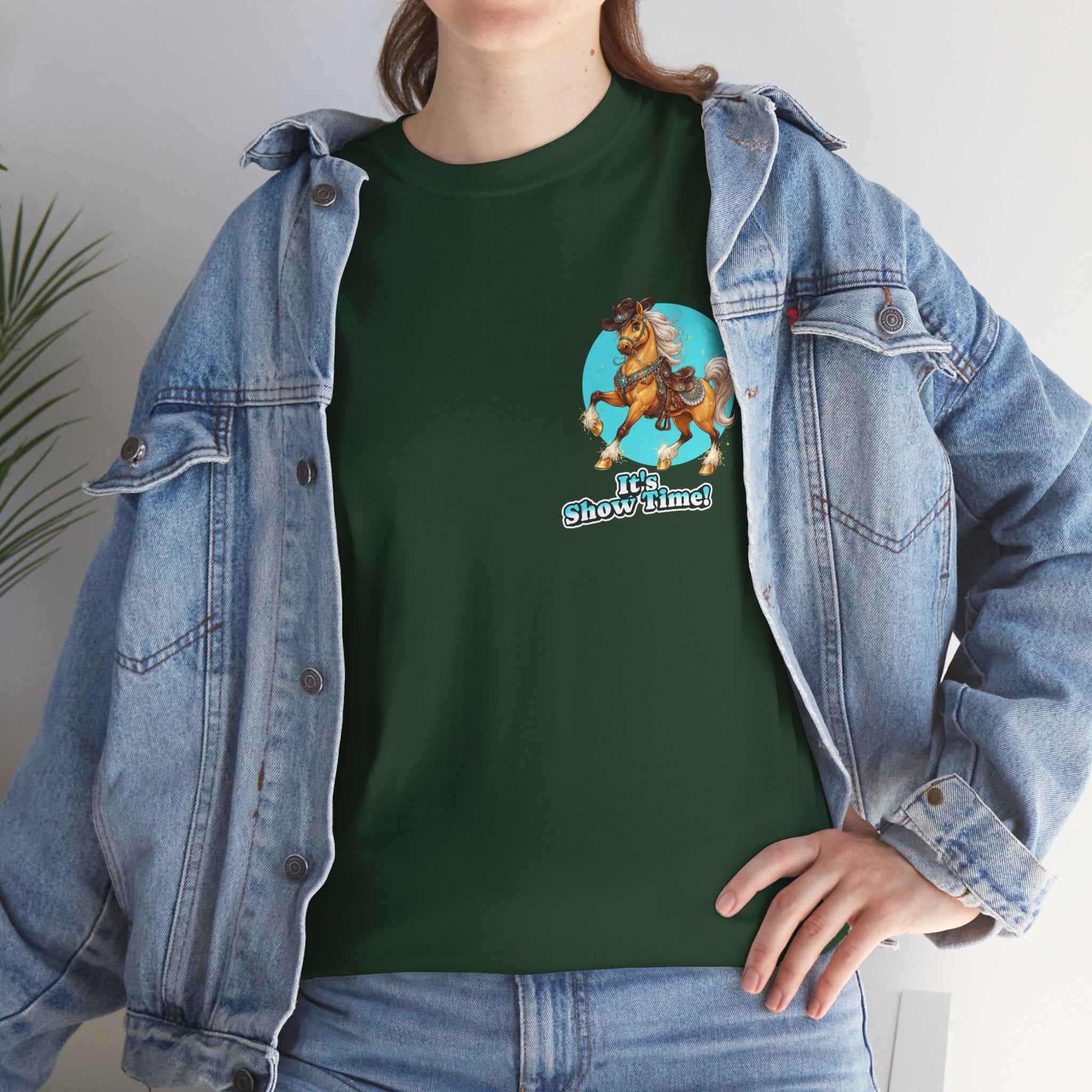 "It's Show Time!" Equestrian T-Shirt | Small Logo Horse Show Graphic Tee