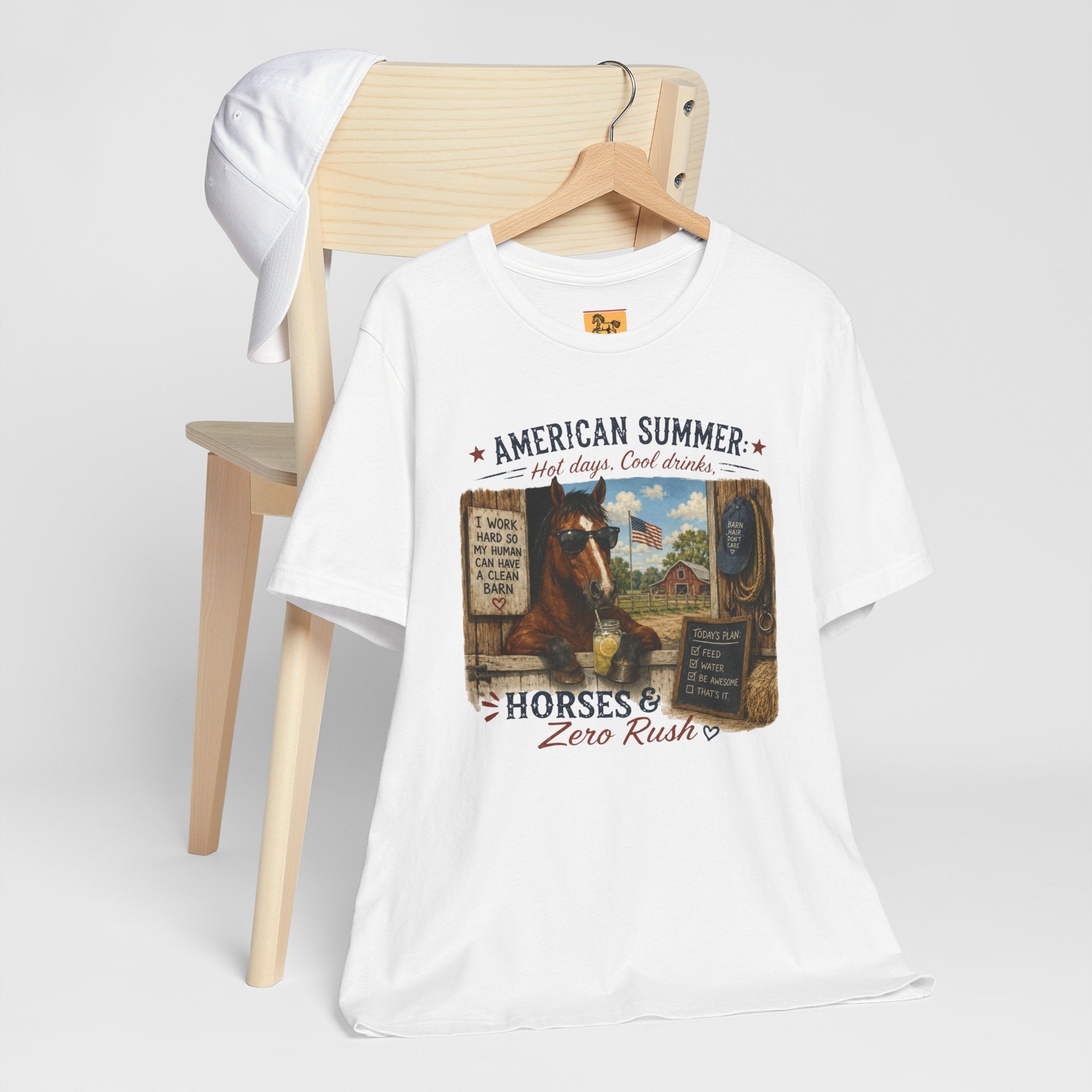 American Summer Horses T-Shirt | "Horses & Zero Rush" Vintage Farm Tee