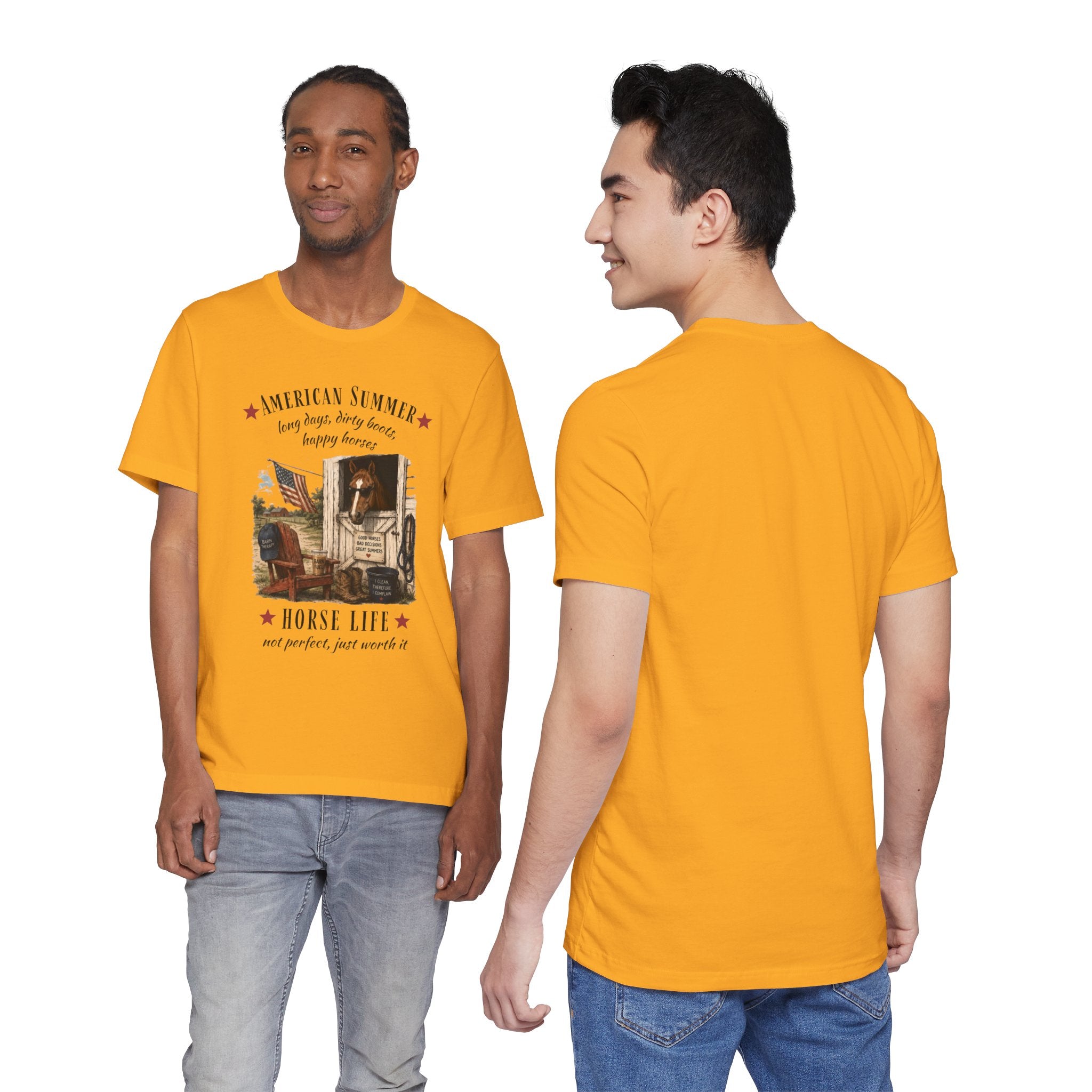 Horse Life American Summer T-Shirt | Rustic Equestrian Vintage Tee