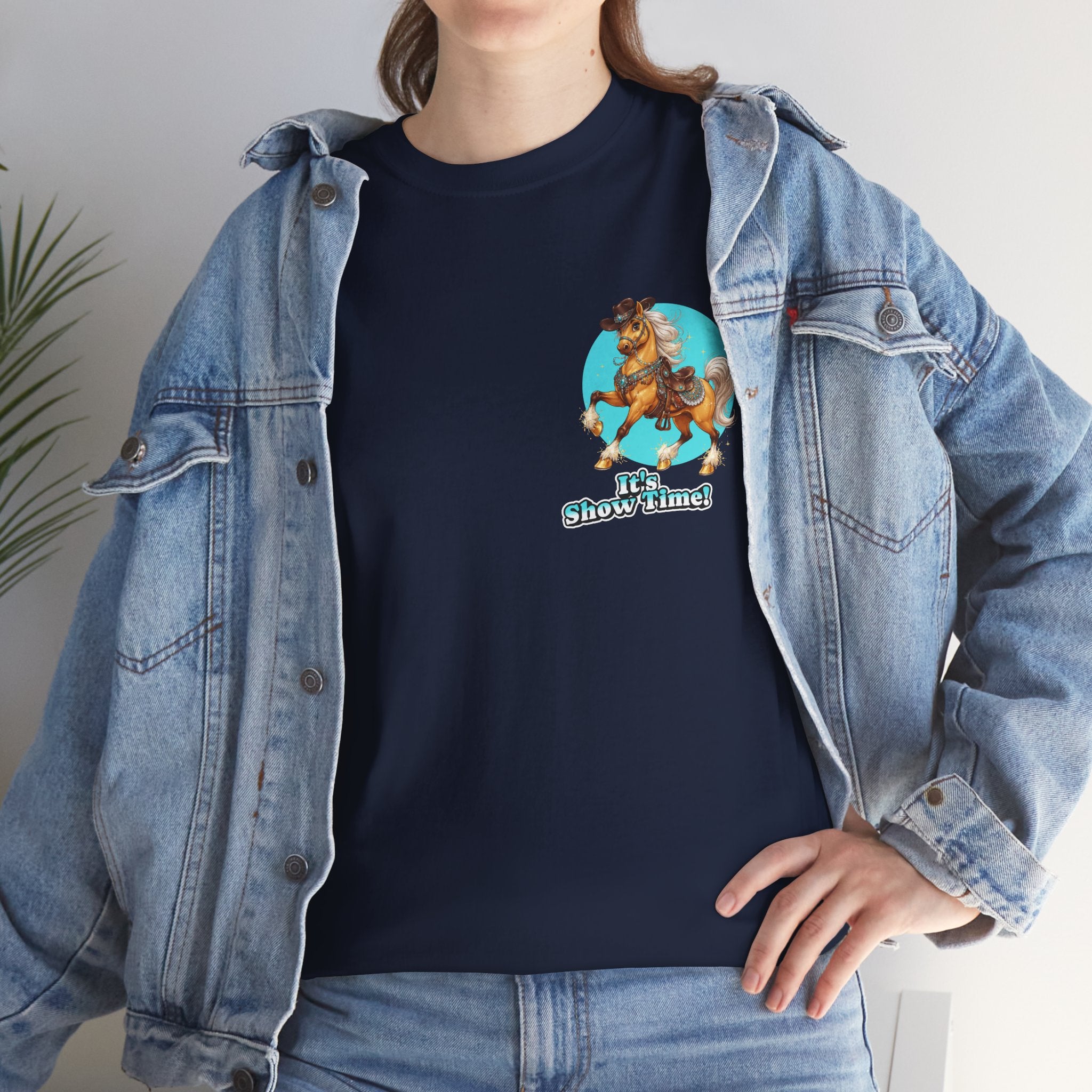 "It's Show Time!" Equestrian T-Shirt | Small Logo Horse Show Graphic Tee