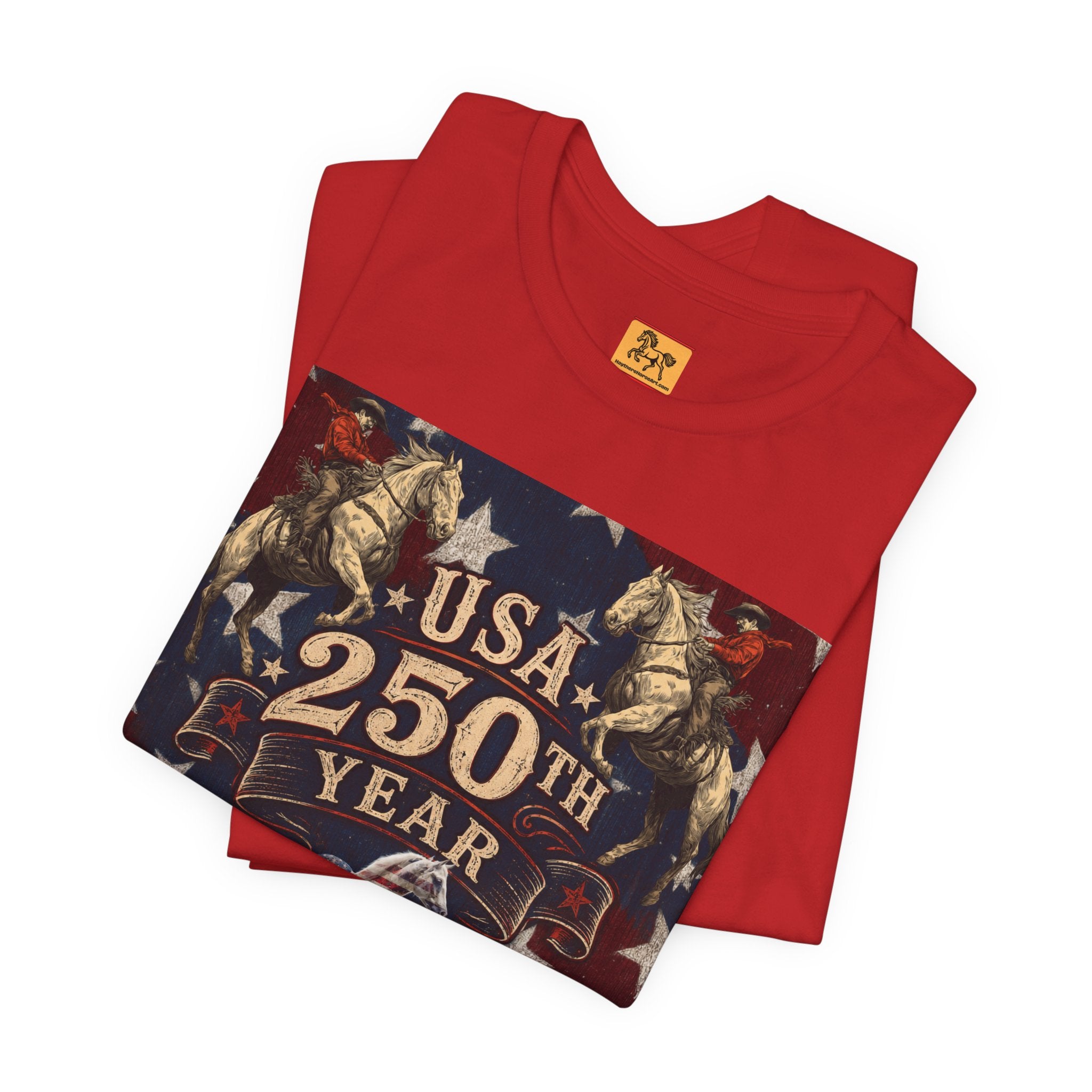 USA 250th Anniversary "Built on Horseback" Patriotic T-Shirt | American Equestrian Tee