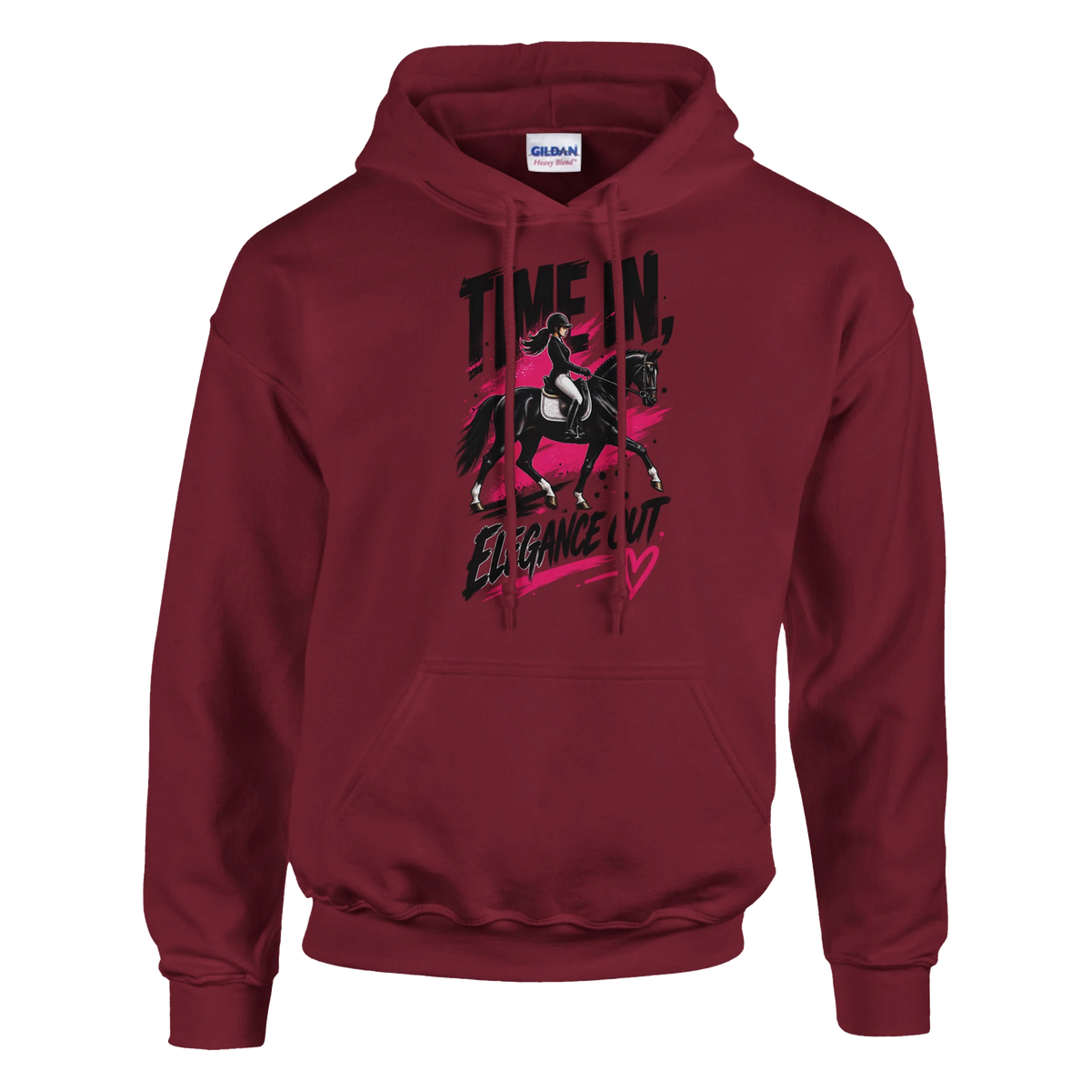 Garnet Time In, Elegance Out grunge hoodie, a gift for dressage riders