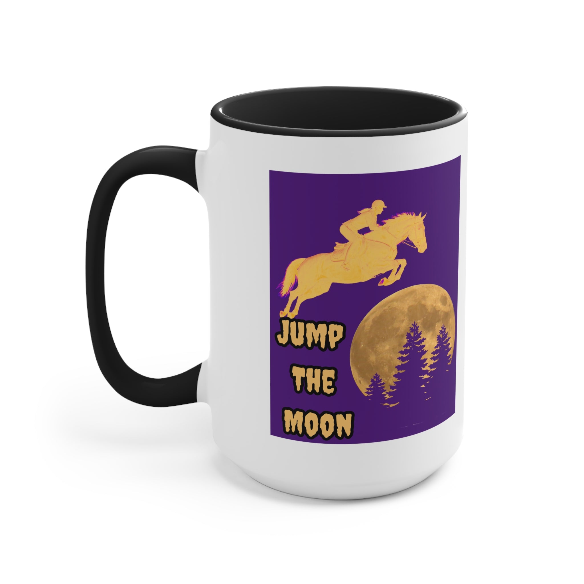 "Jump the Moon" Accent Mug — Equestrian Themed Mug