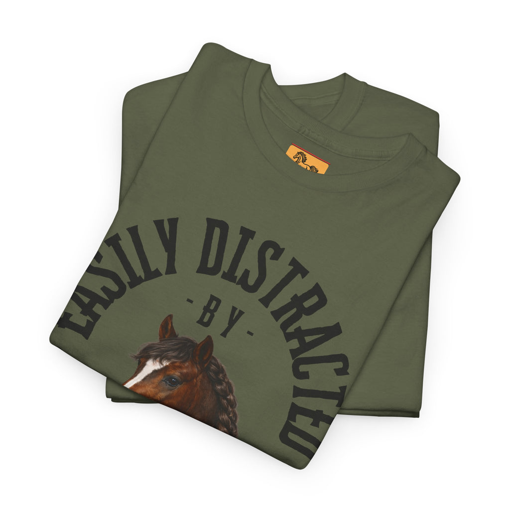 "Easily Distracted by Ponies" Equestrian T-Shirt | Funny Horse Lover Tee