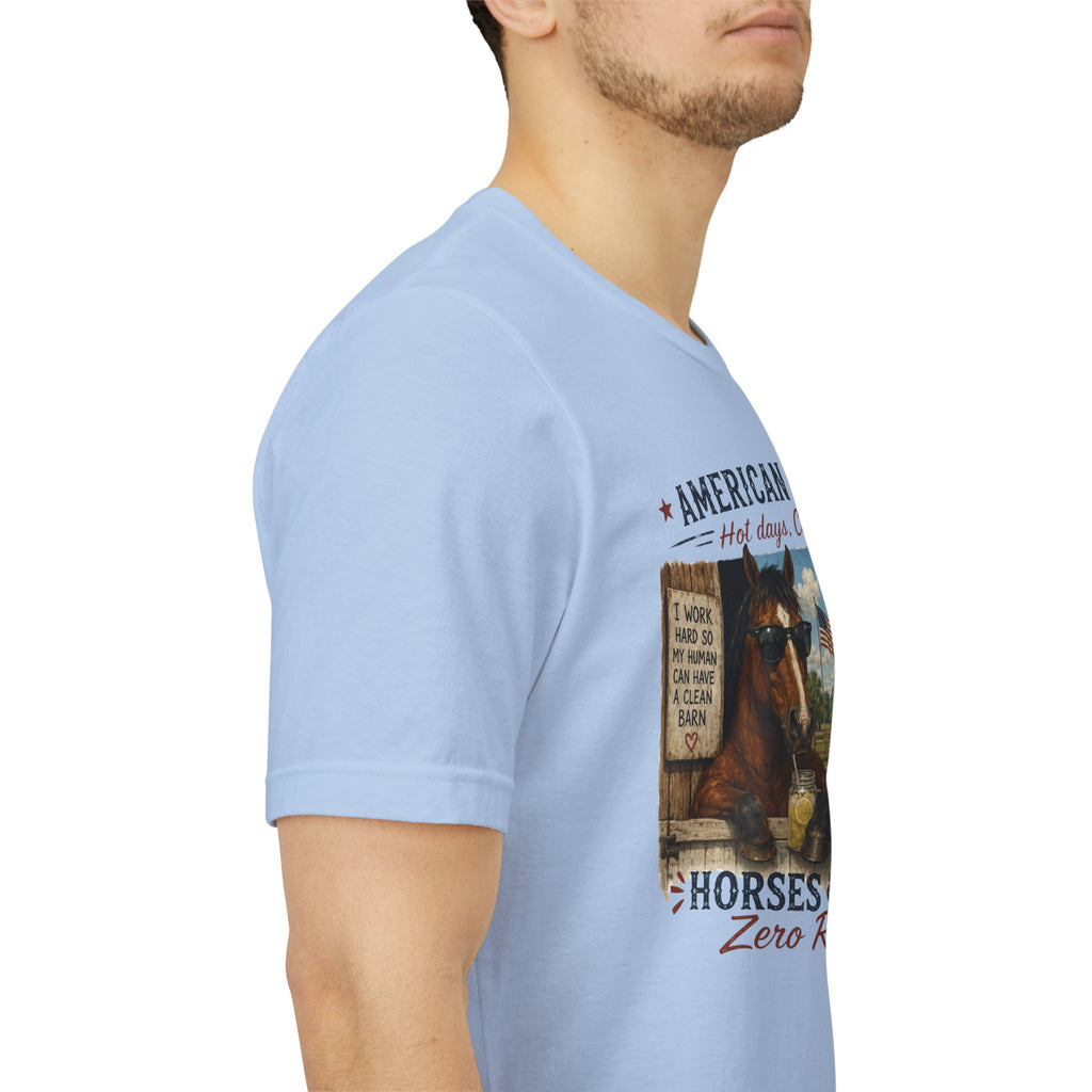 American Summer Horses T-Shirt | "Horses & Zero Rush" Vintage Farm Tee