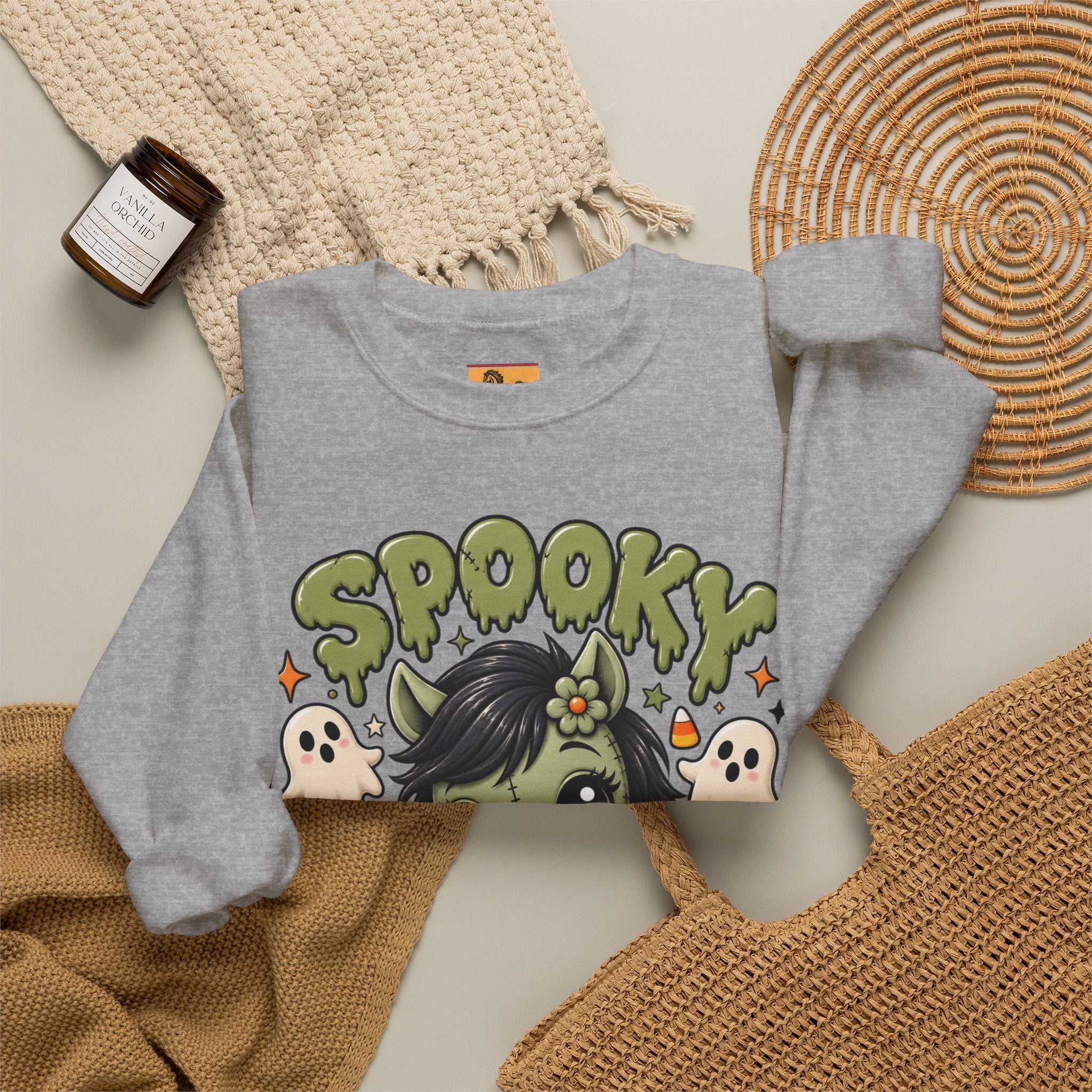 Spooky Pony Cute Halloween Sweatshirt Kawaii Stitched Pony Crewneck