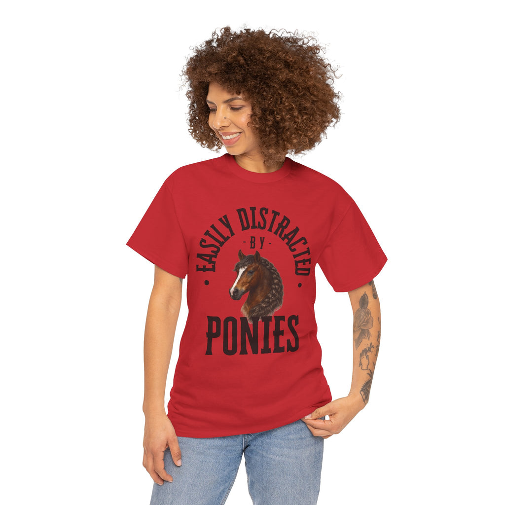 "Easily Distracted by Ponies" Equestrian T-Shirt | Funny Horse Lover Tee