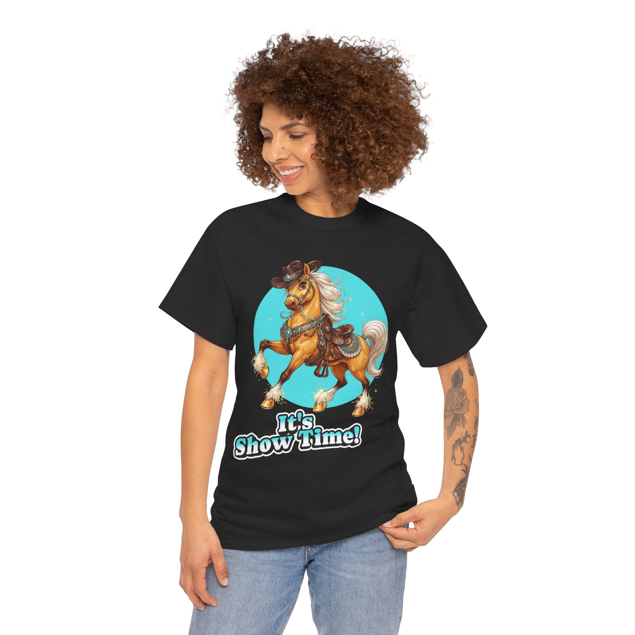 "It's Show Time!" Equestrian T-Shirt | Large Logo Horse Fun Graphic Tee