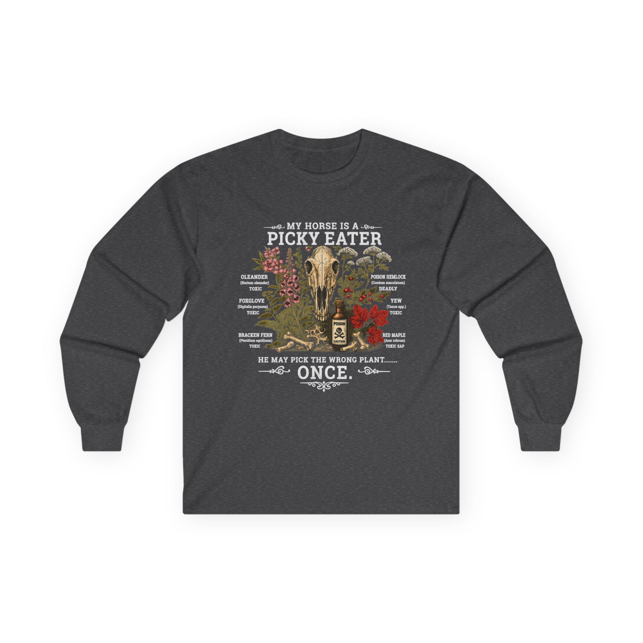 Toxic Plants for Horses Long Sleeve Tee Equestrian Barn Shirt Gildan 2400 Sizes: S to 5XL