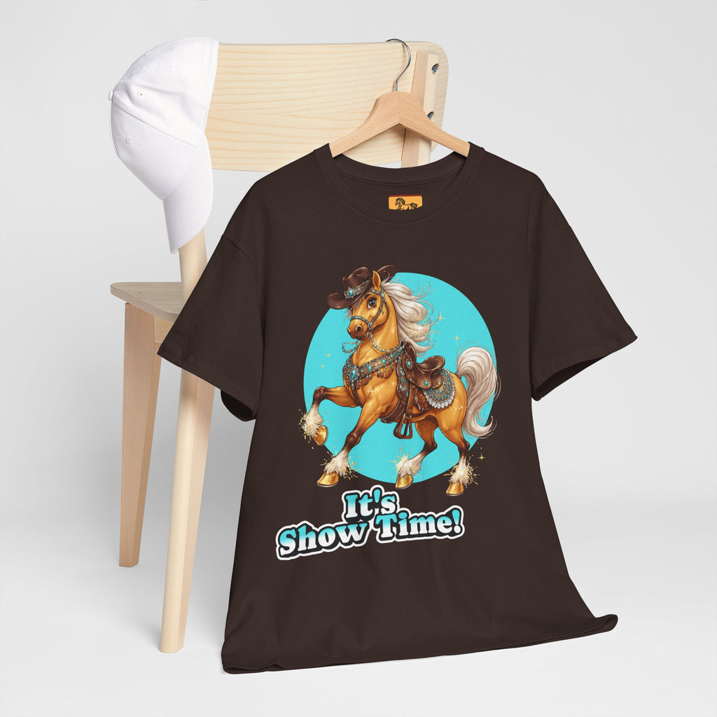 "It's Show Time!" Equestrian T-Shirt | Large Logo Horse Fun Graphic Tee