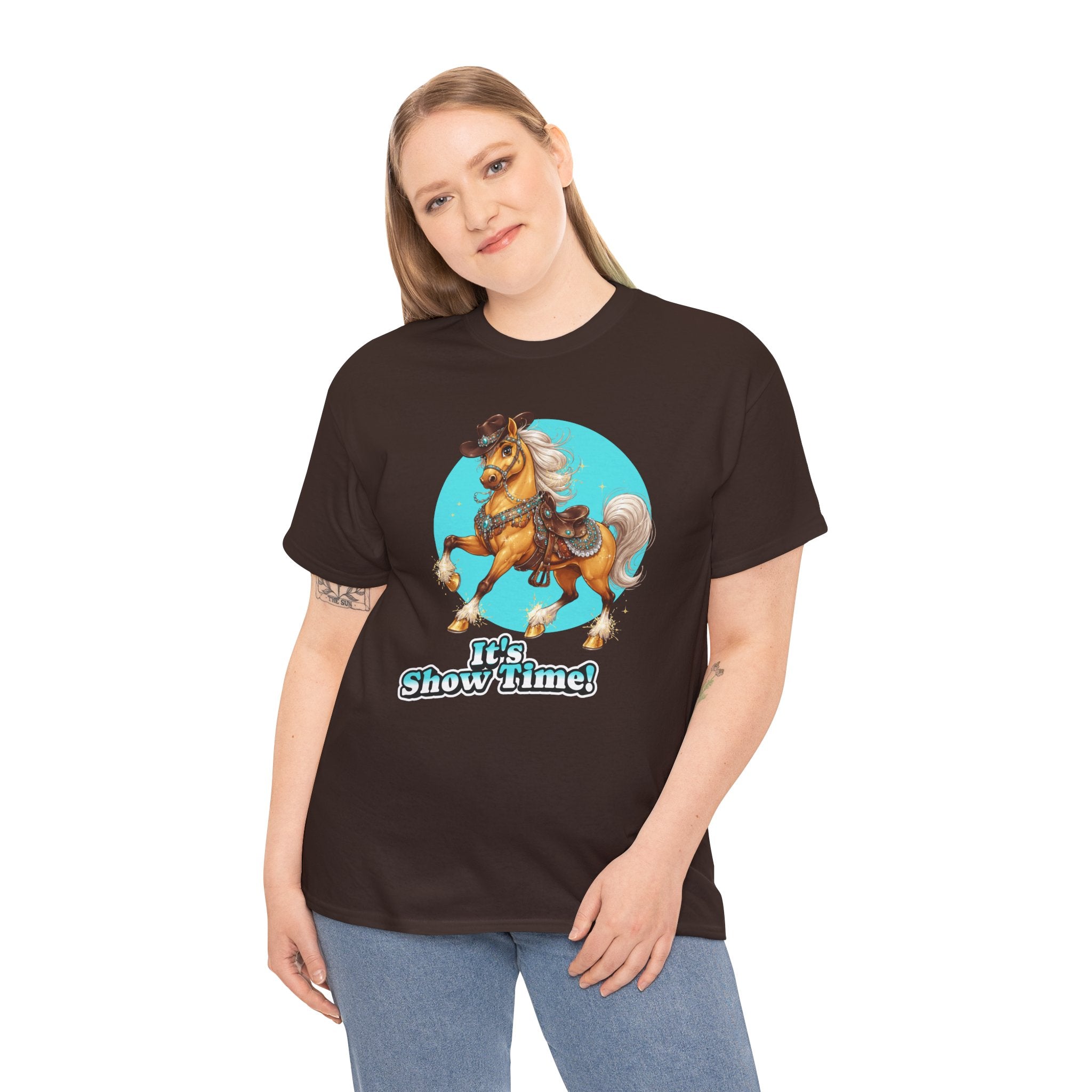 "It's Show Time!" Equestrian T-Shirt Large Logo Horse Fun Graphic Tee