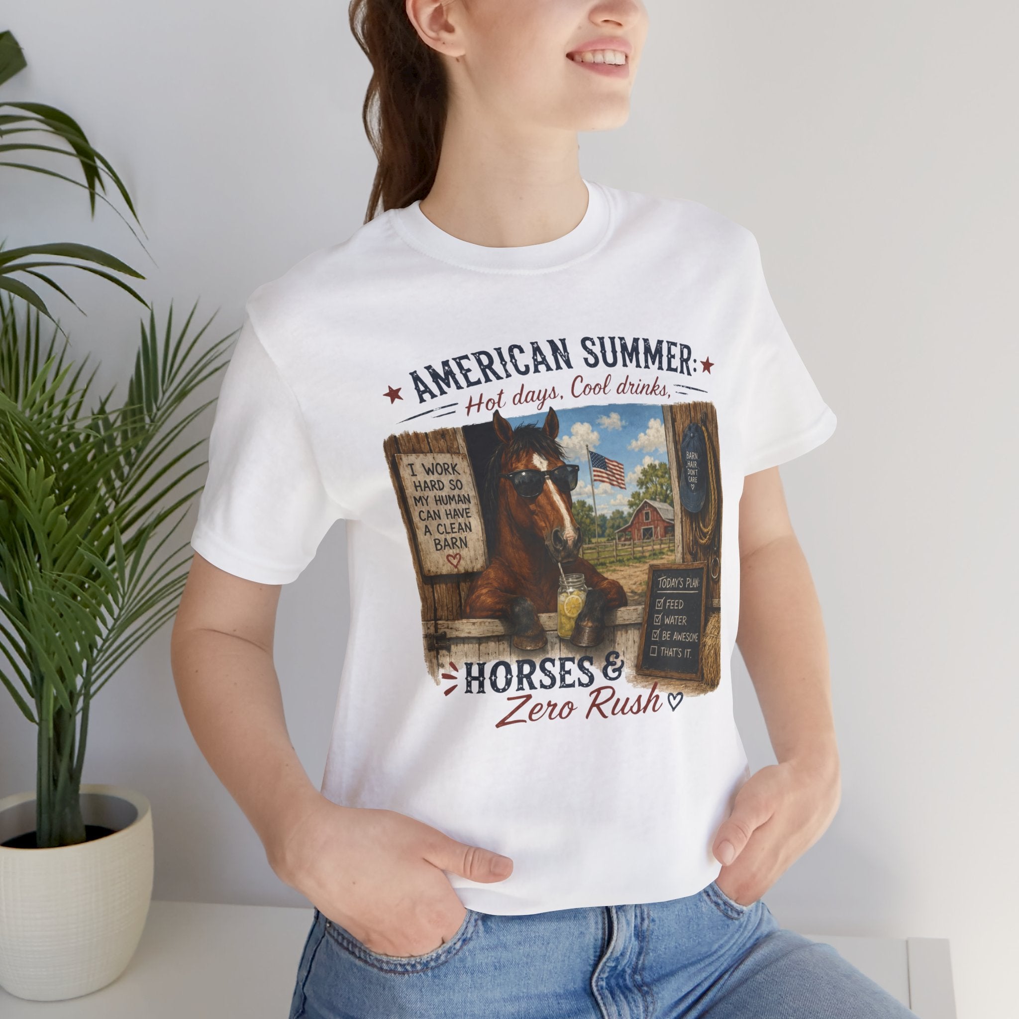 American Summer Horses T-Shirt | "Horses & Zero Rush" Vintage Farm Tee