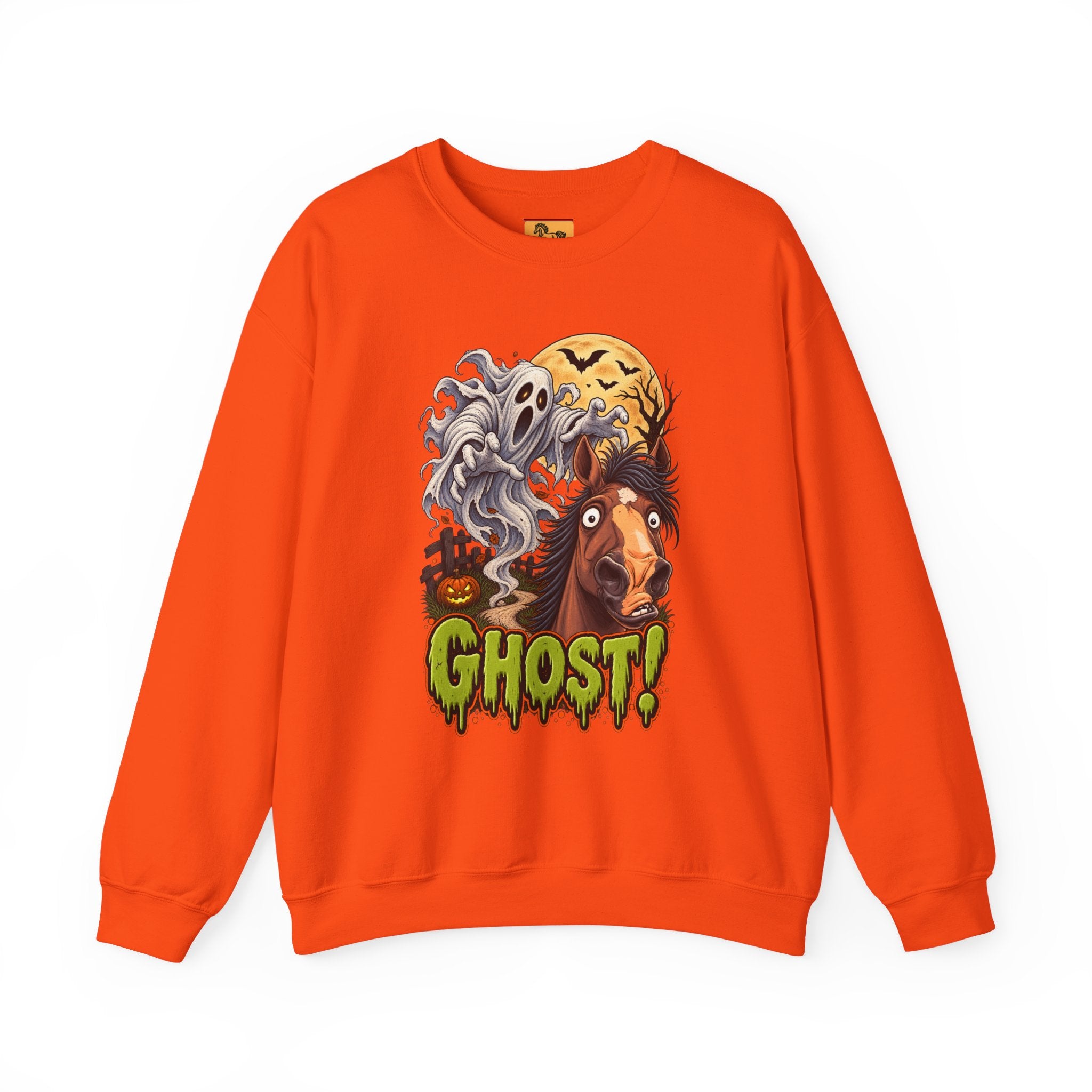 Ghost! Spooky Horse Halloween Sweatshirt Funny Haunted Pony Crewneck