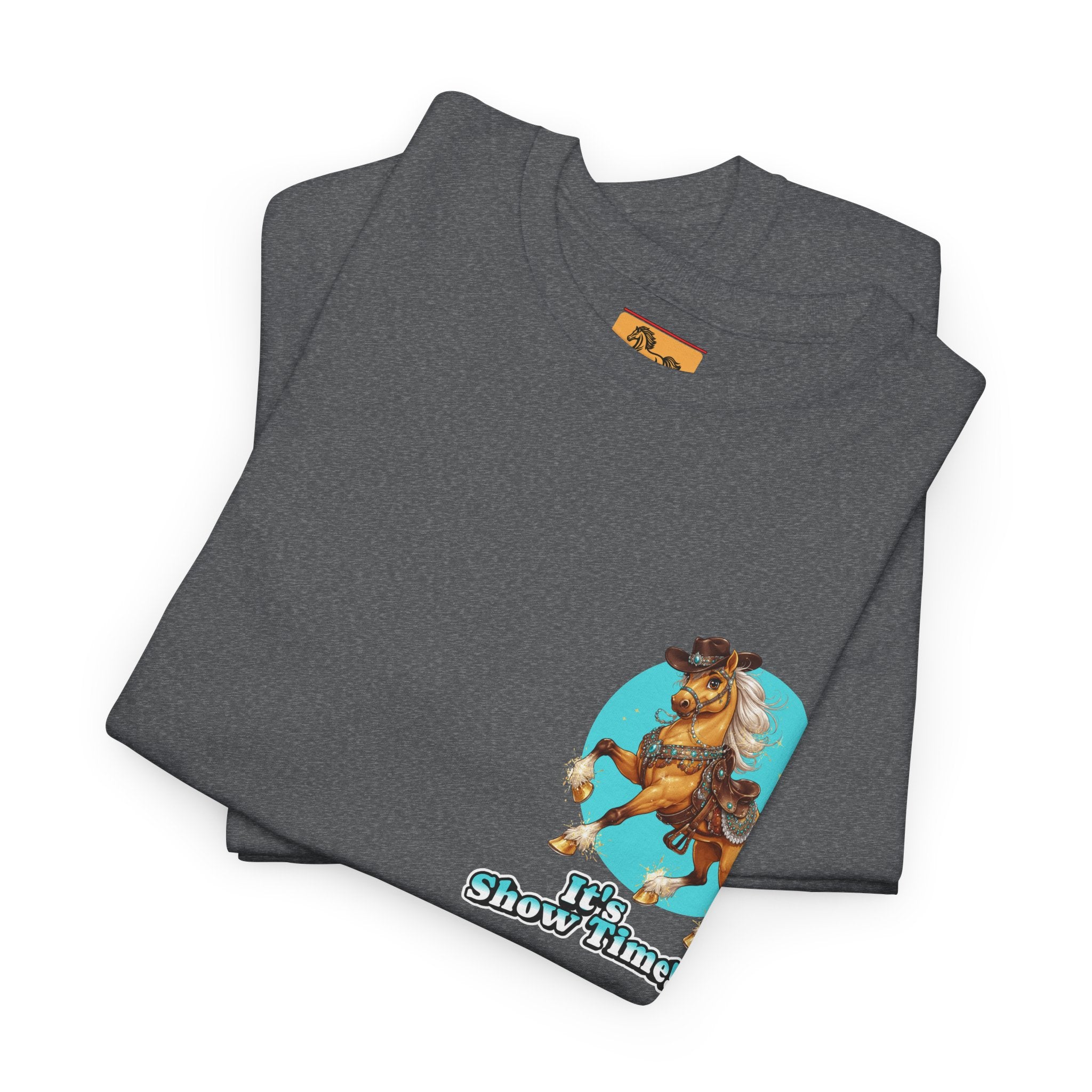 "It's Show Time!" Equestrian T-Shirt | Small Logo Horse Show Graphic Tee