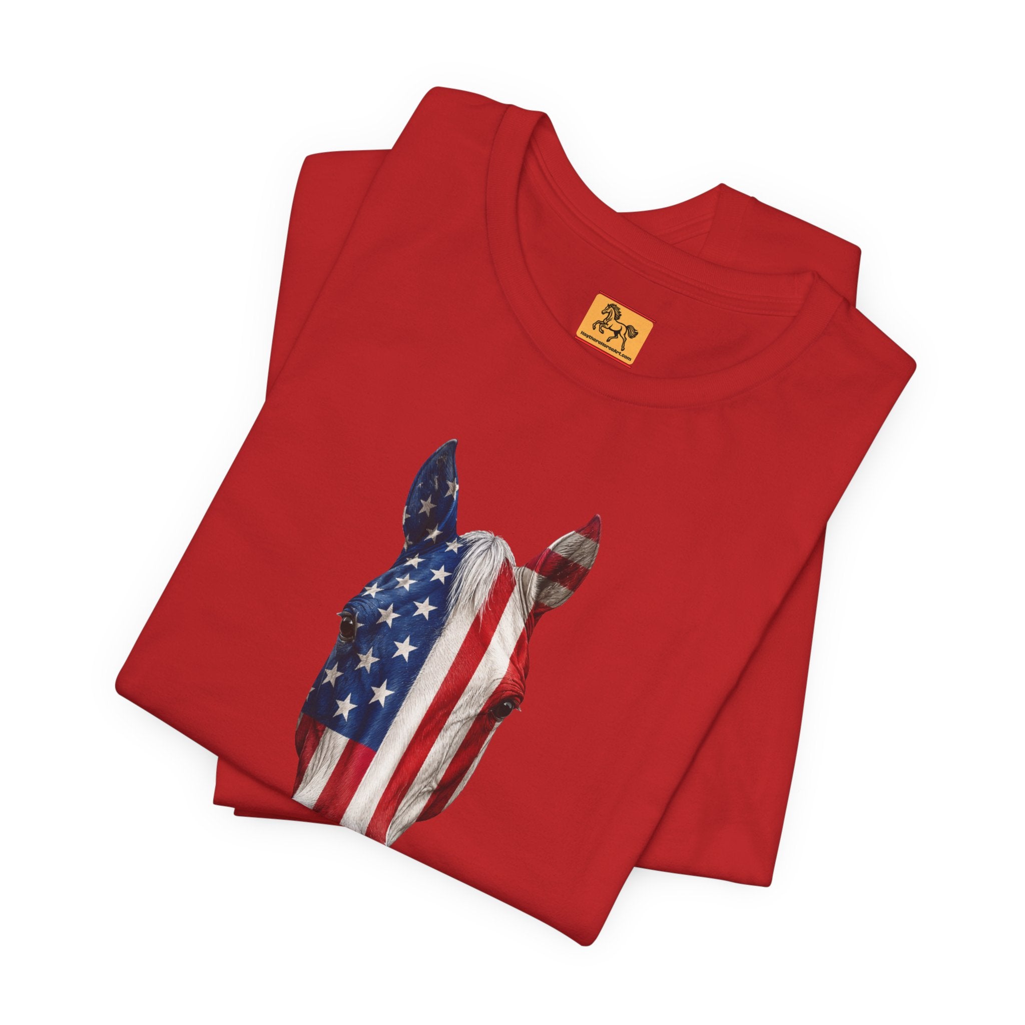 American Flag Horse Head Tee | Patriotic Equestrian T-Shirt for 4th of July