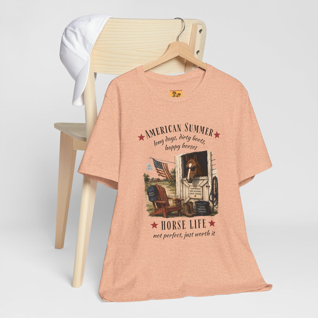 Horse Life American Summer T-Shirt | Rustic Equestrian Vintage Tee