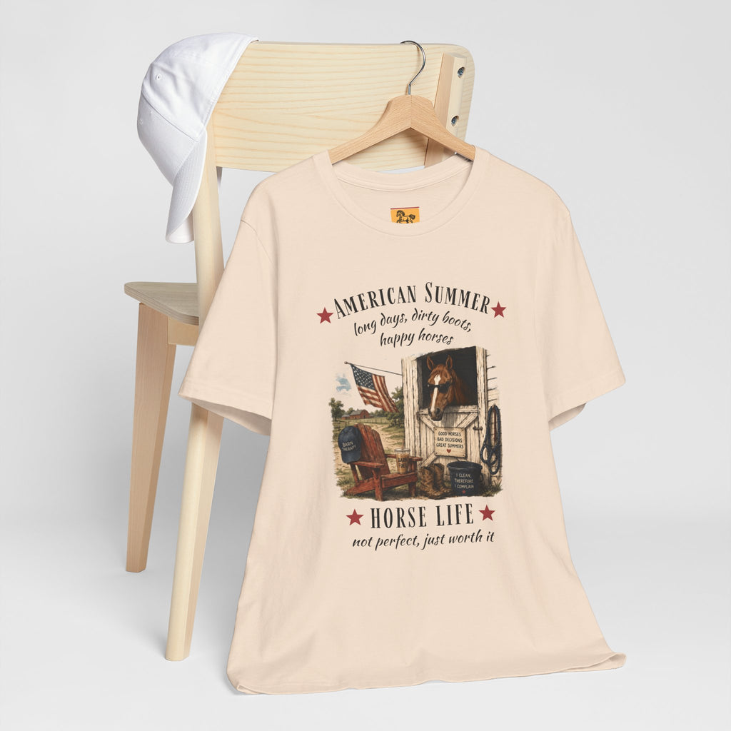 Horse Life American Summer T-Shirt | Rustic Equestrian Vintage Tee