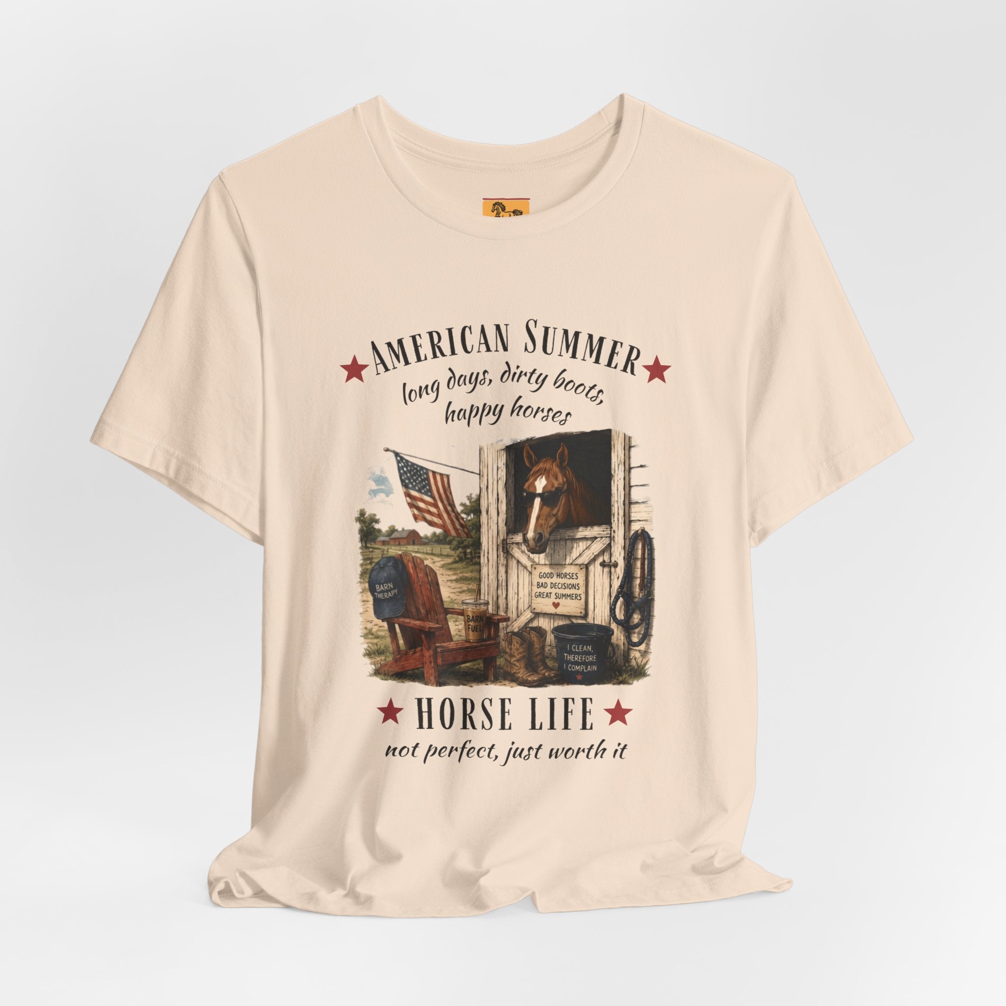 Horse Life American Summer T-Shirt | Rustic Equestrian Vintage Tee
