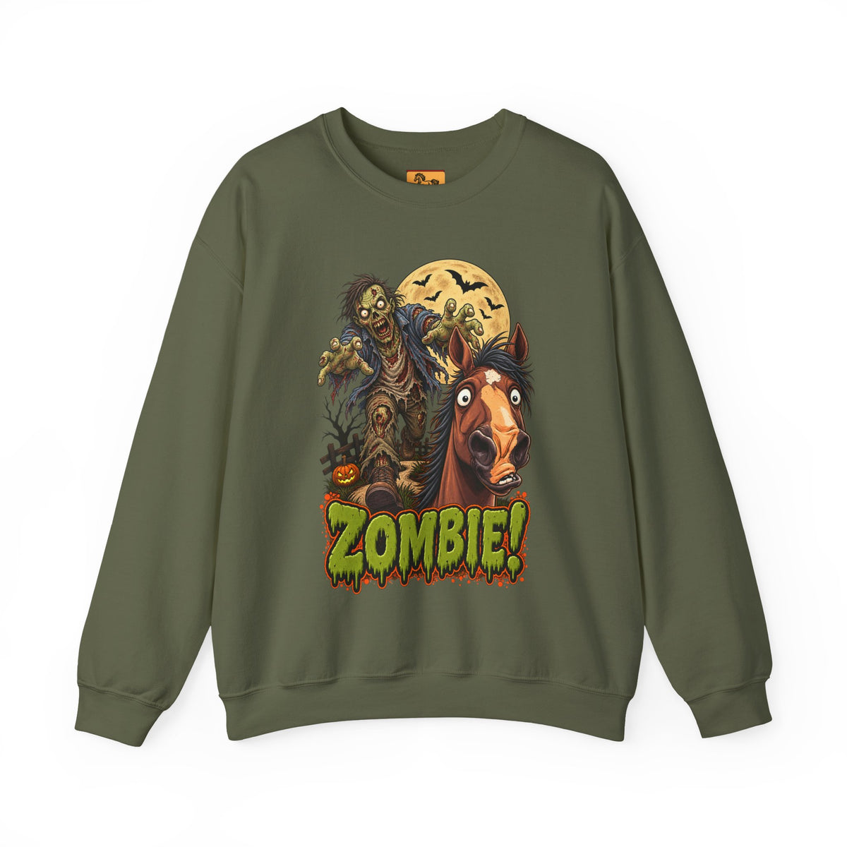 Zombie! Spooky Horse Halloween Sweatshirt Funny Haunted Pony Crewneck
