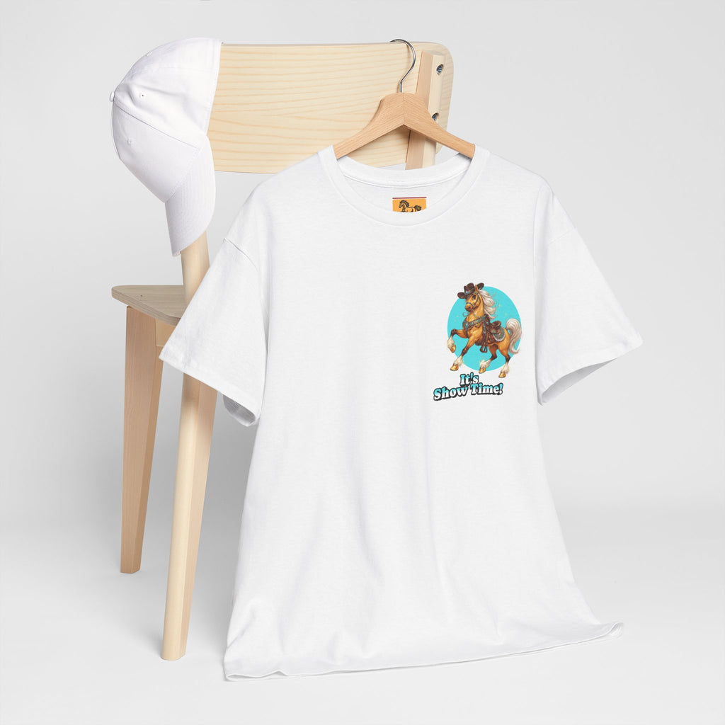 "It's Show Time!" Equestrian T-Shirt | Small Logo Horse Show Graphic Tee