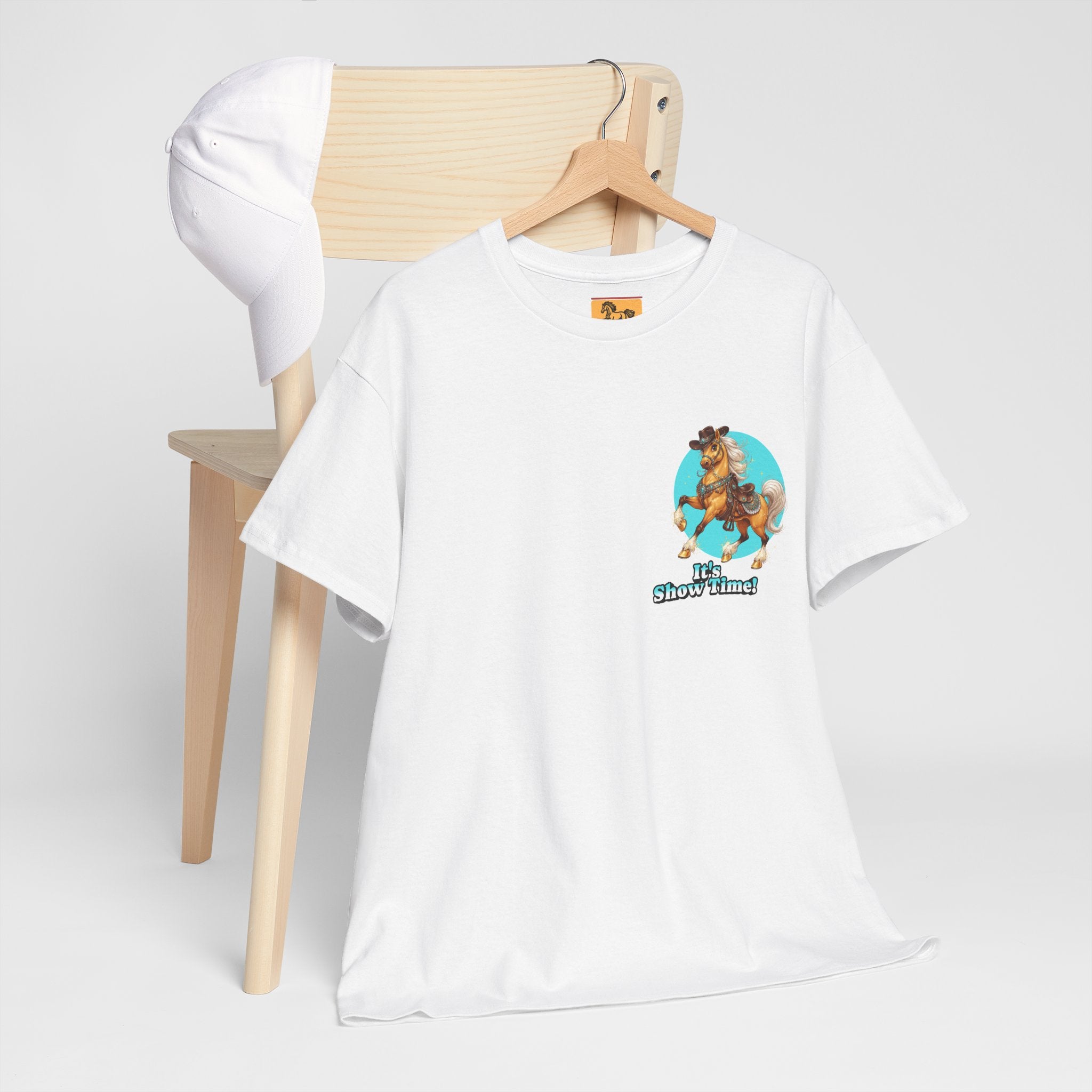 "It's Show Time!" Equestrian T-Shirt | Small Logo Horse Show Graphic Tee