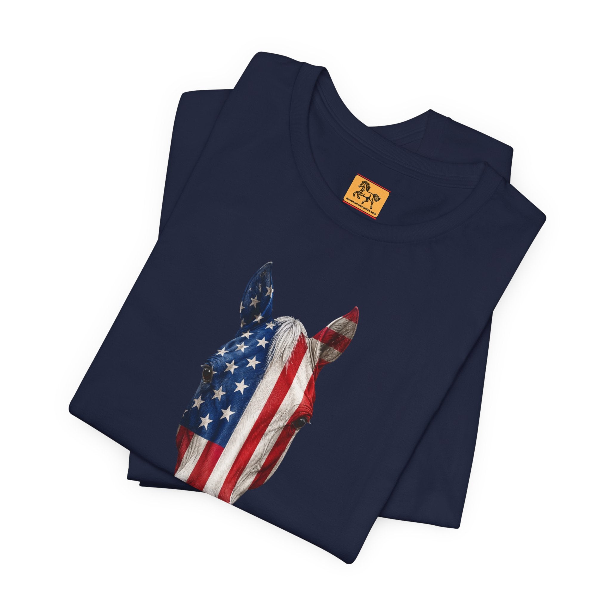 American Flag Horse Head Tee | Patriotic Equestrian T-Shirt for 4th of July