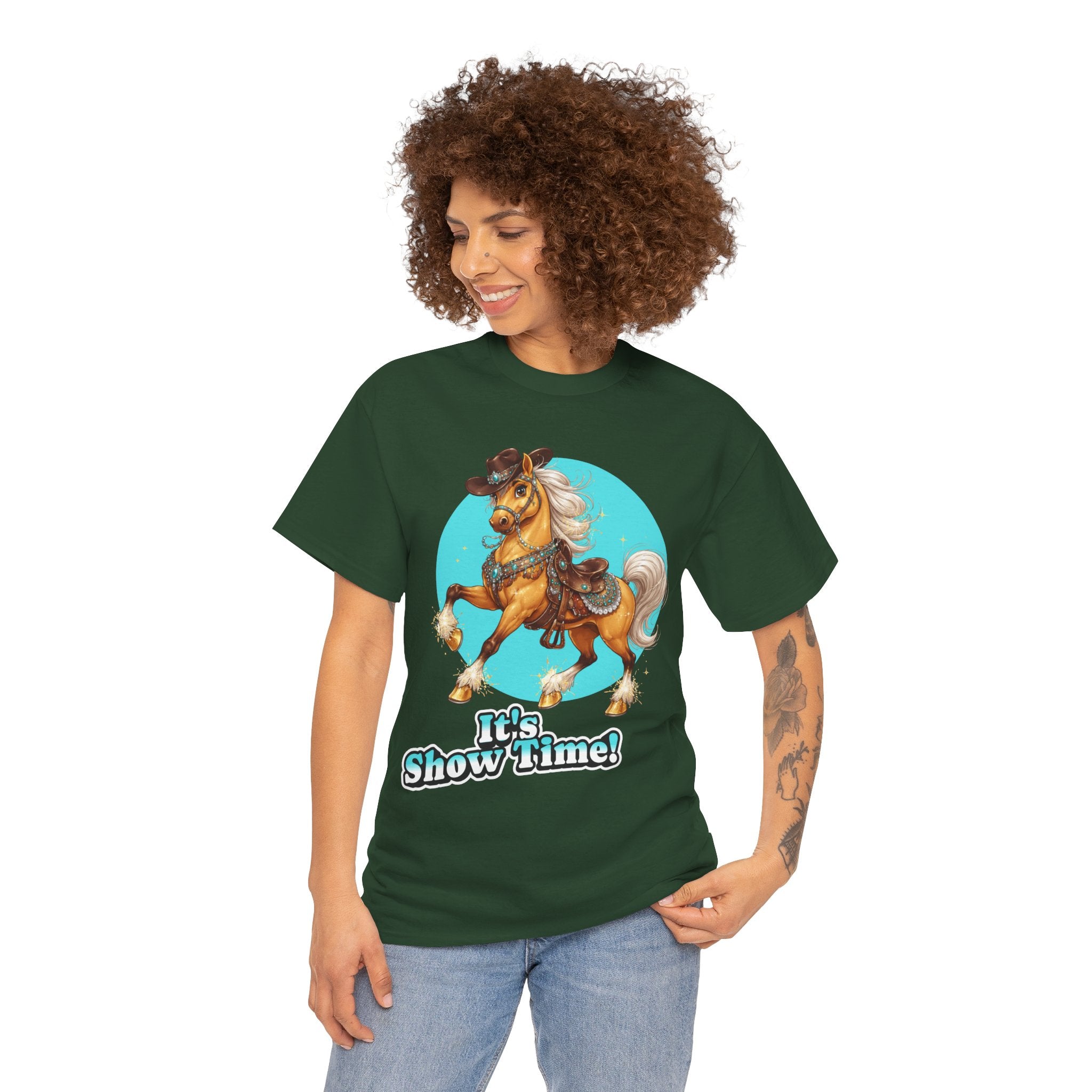 "It's Show Time!" Equestrian T-Shirt | Large Logo Horse Fun Graphic Tee