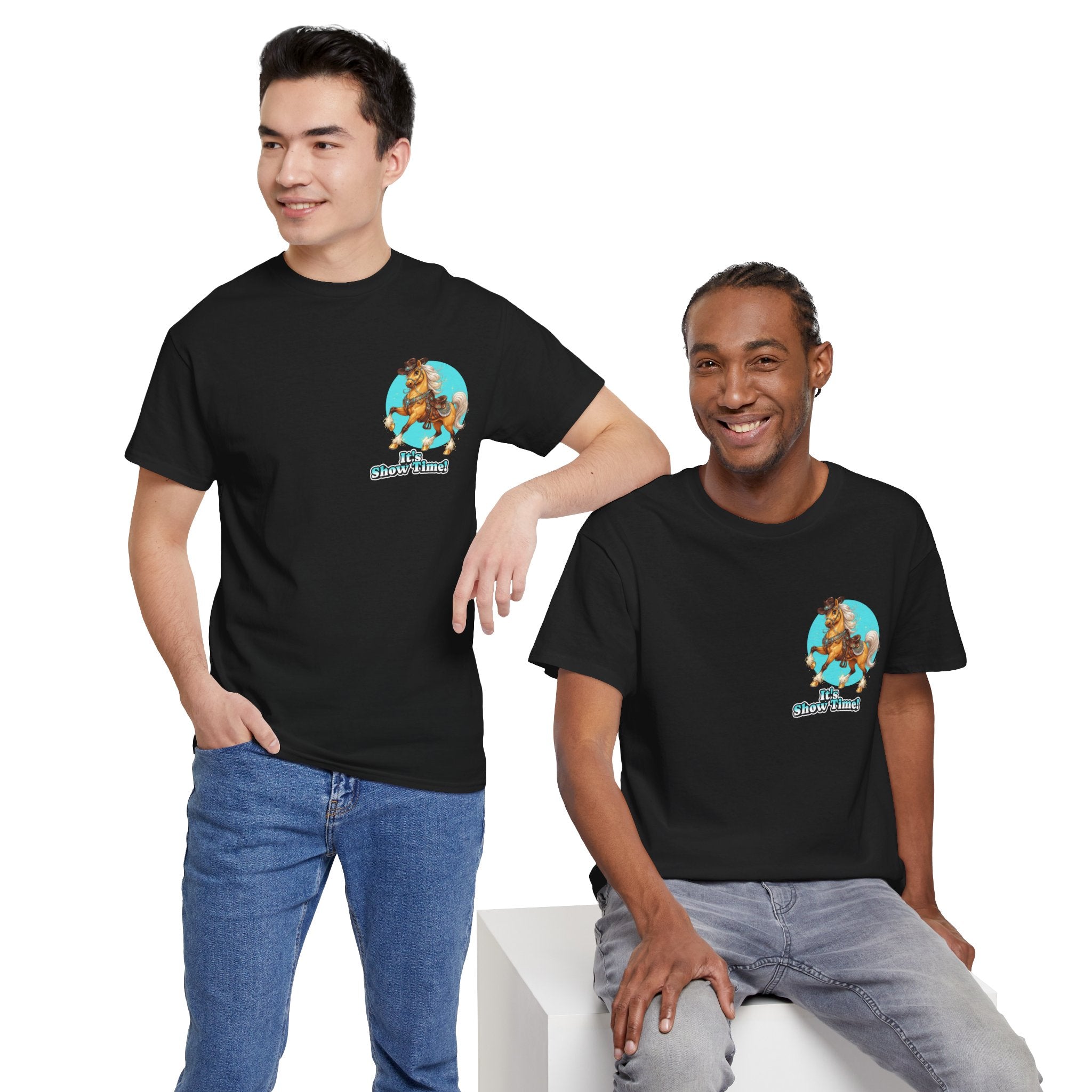 "It's Show Time!" Equestrian T-Shirt | Small Logo Horse Show Graphic Tee