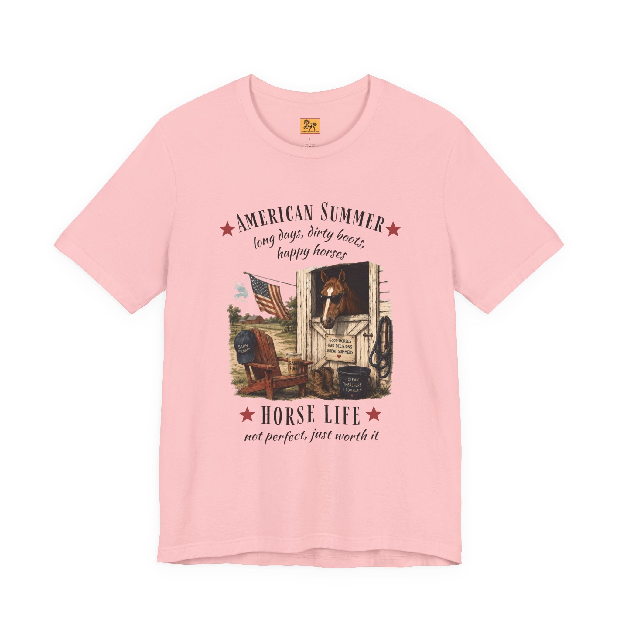 Horse Life American Summer T-Shirt | Rustic Equestrian Vintage Tee
