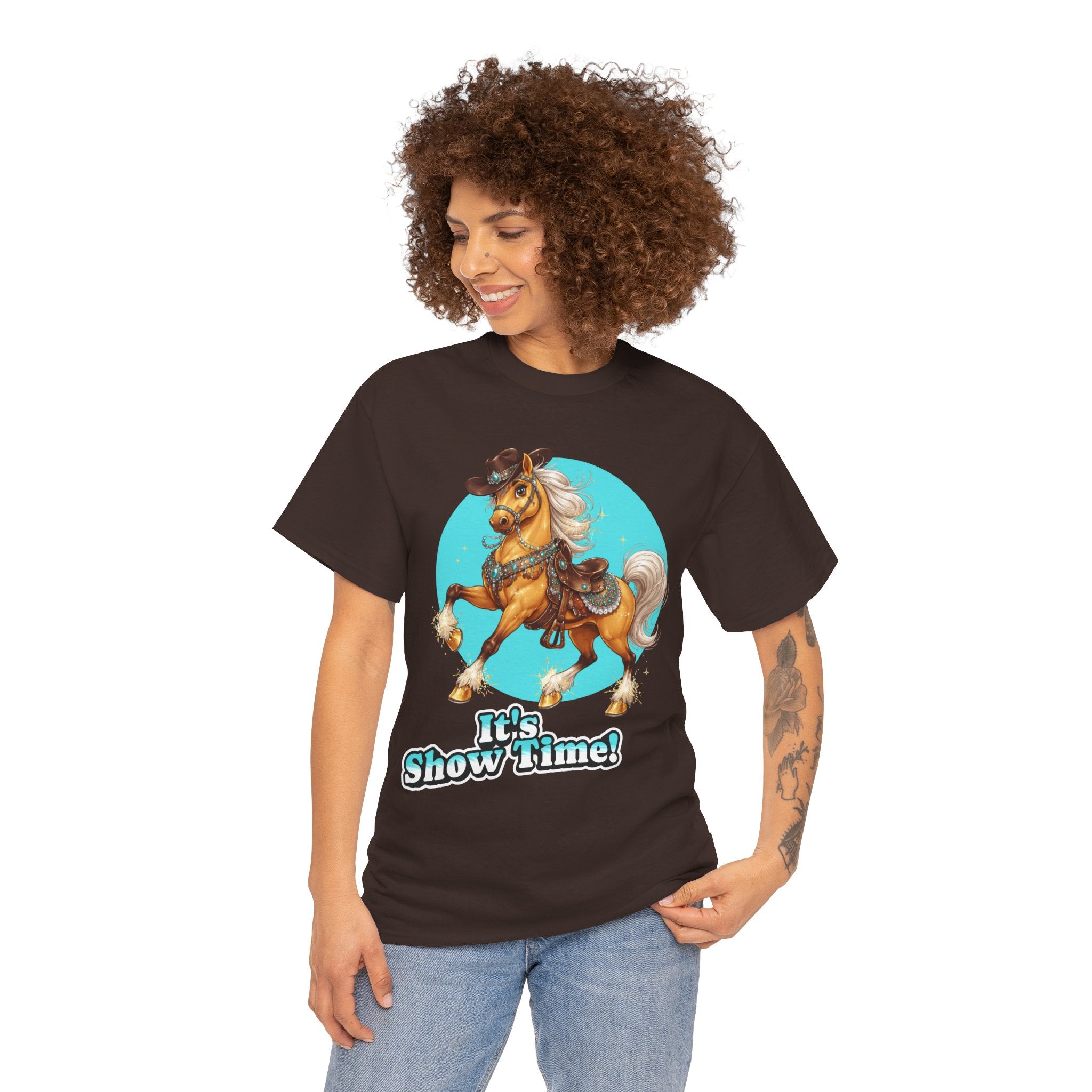 "It's Show Time!" Equestrian T-Shirt | Large Logo Horse Fun Graphic Tee