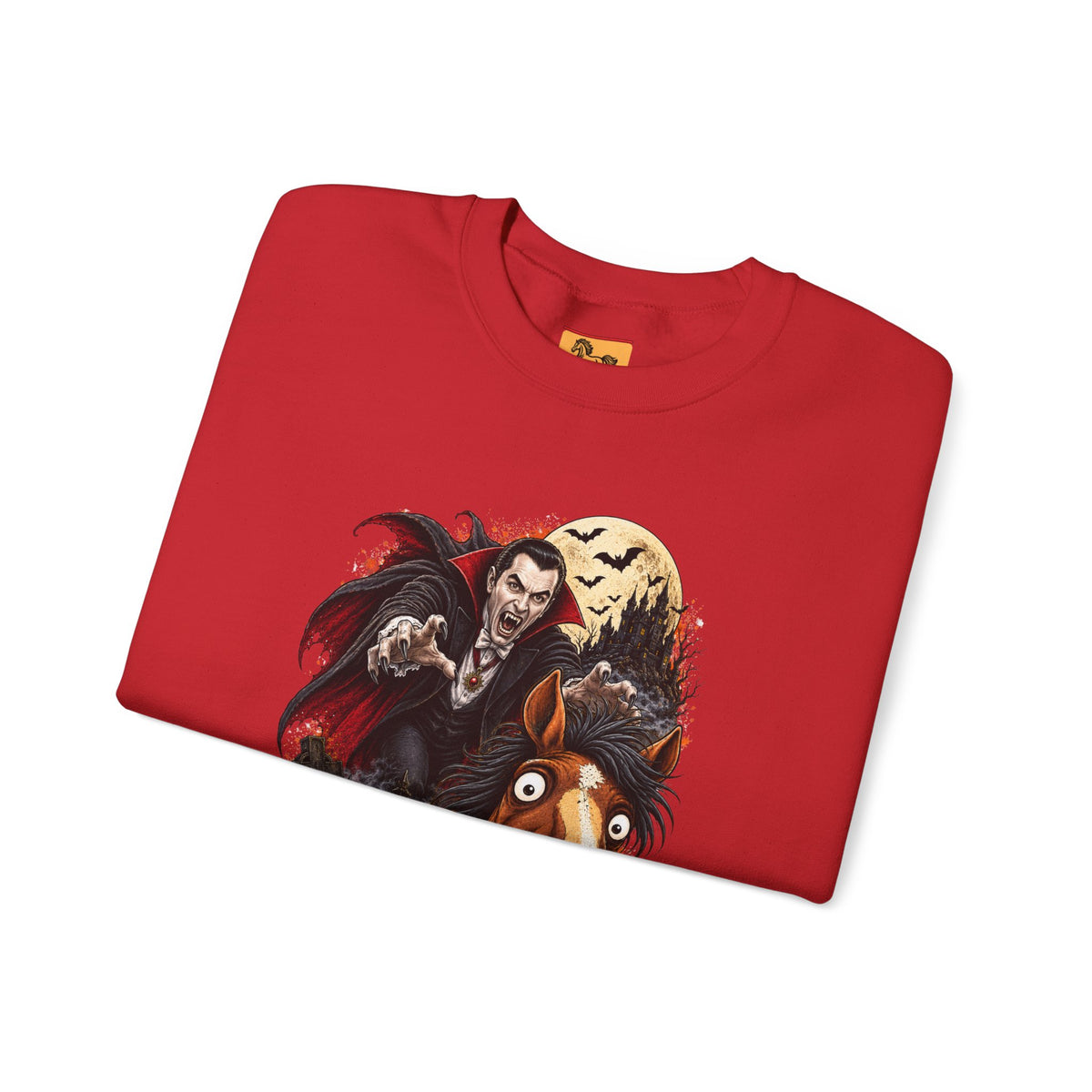 Vampire! Spooky Horse Halloween Sweatshirt Funny Haunted Pony Crewneck