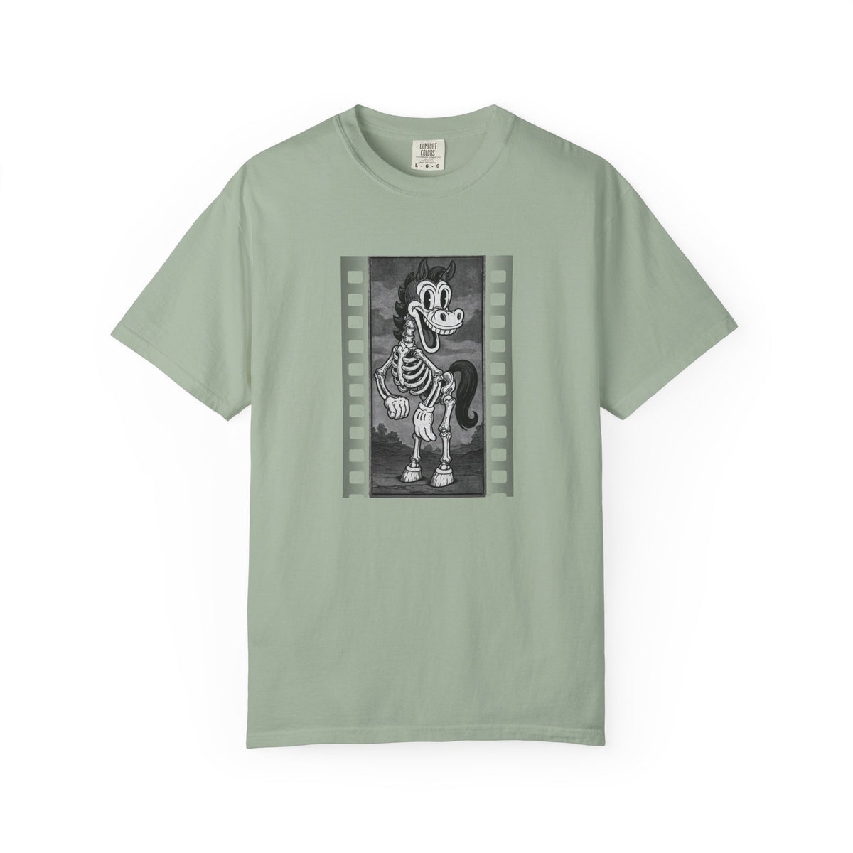 Funny Skeleton Horse Halloween T-Shirt Cute Vintage Cartoon Tee Comfort Colors 1717 Retro Film Reel Design