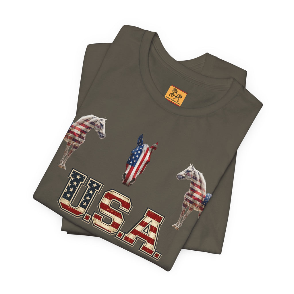 USA Born on the 4th of July 1776 Independence Day Patriotic T-Shirt | American Horse Tee