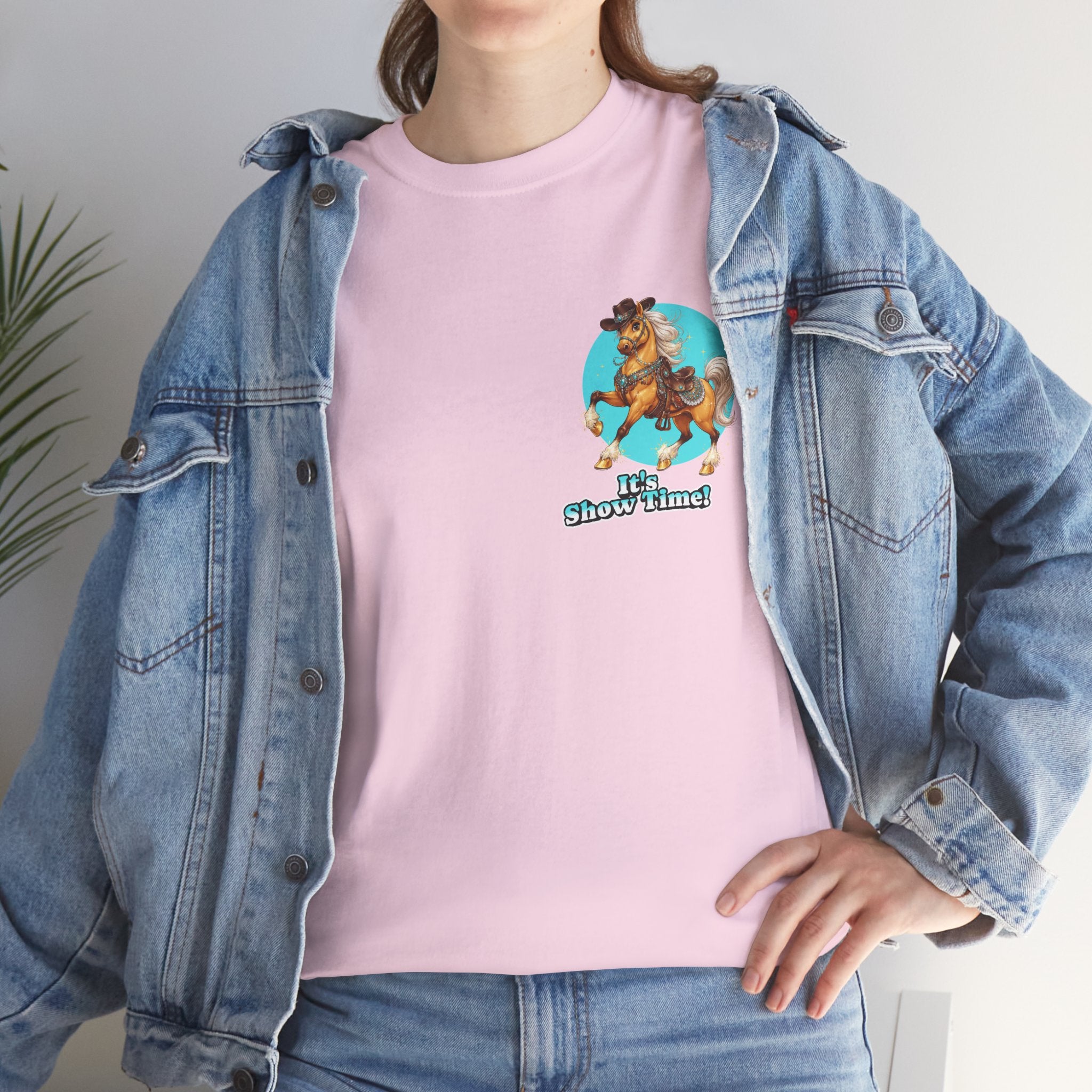 "It's Show Time!" Equestrian T-Shirt | Small Logo Horse Show Graphic Tee