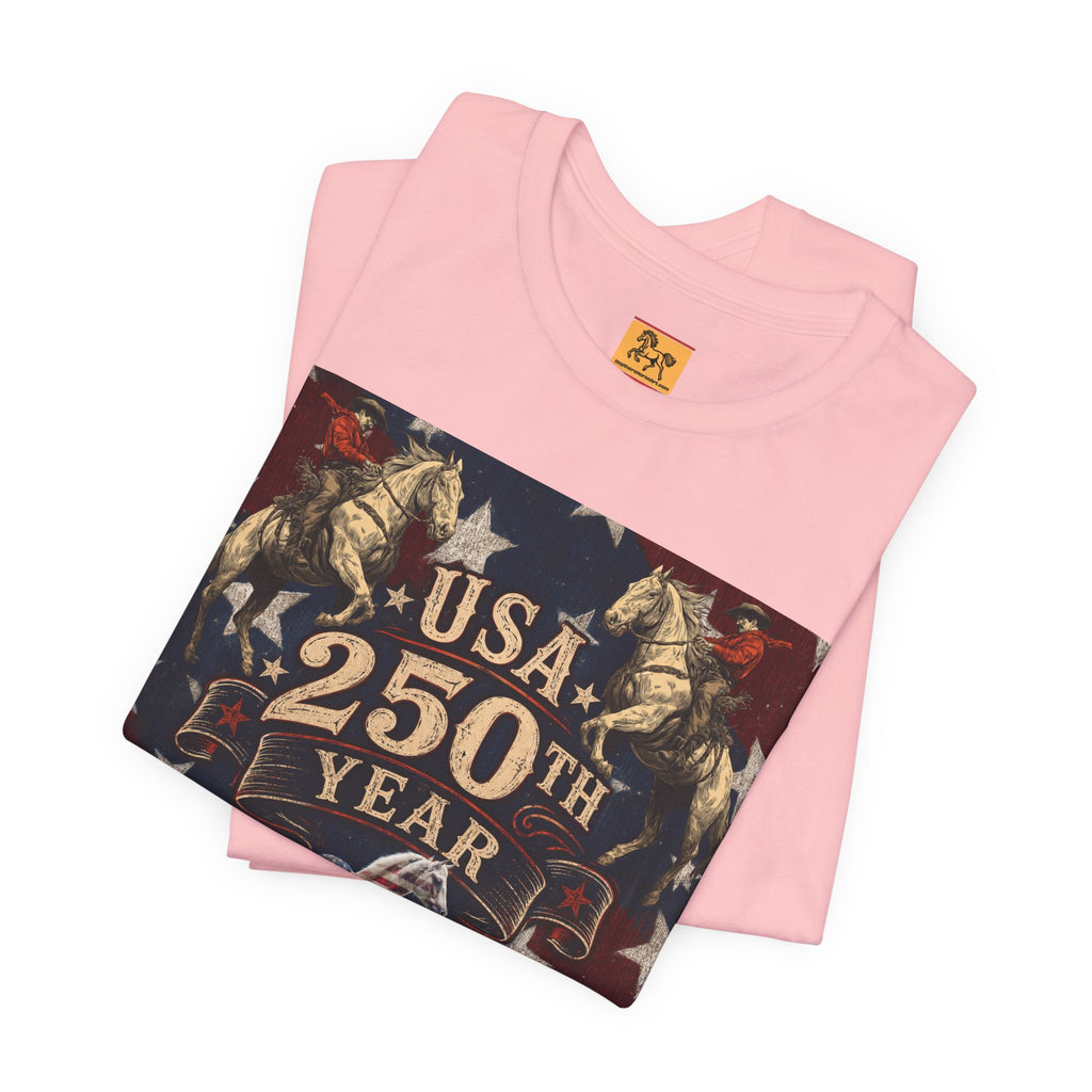 USA 250th Anniversary "Built on Horseback" Patriotic T-Shirt | American Equestrian Tee